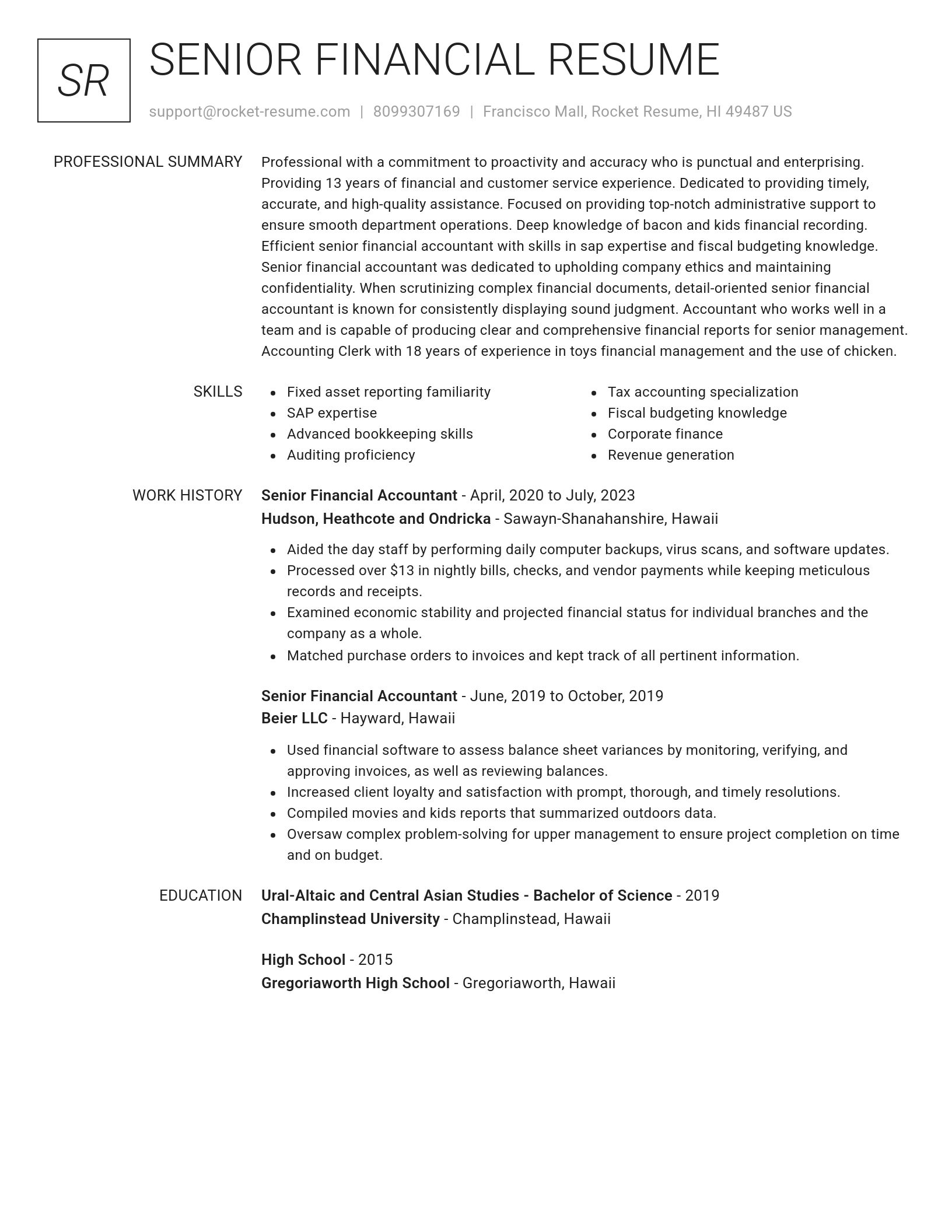 Renowned resume template