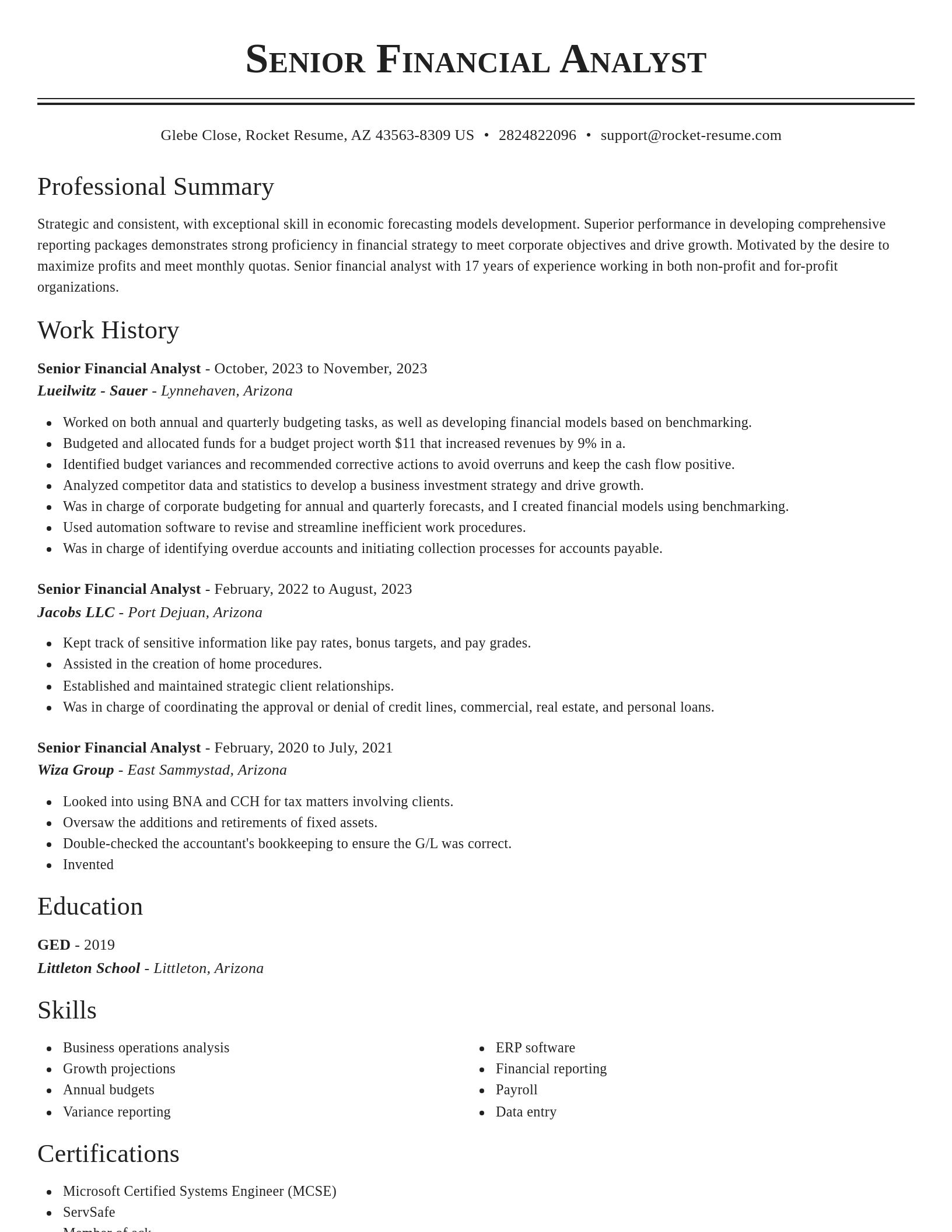 Classic resume template