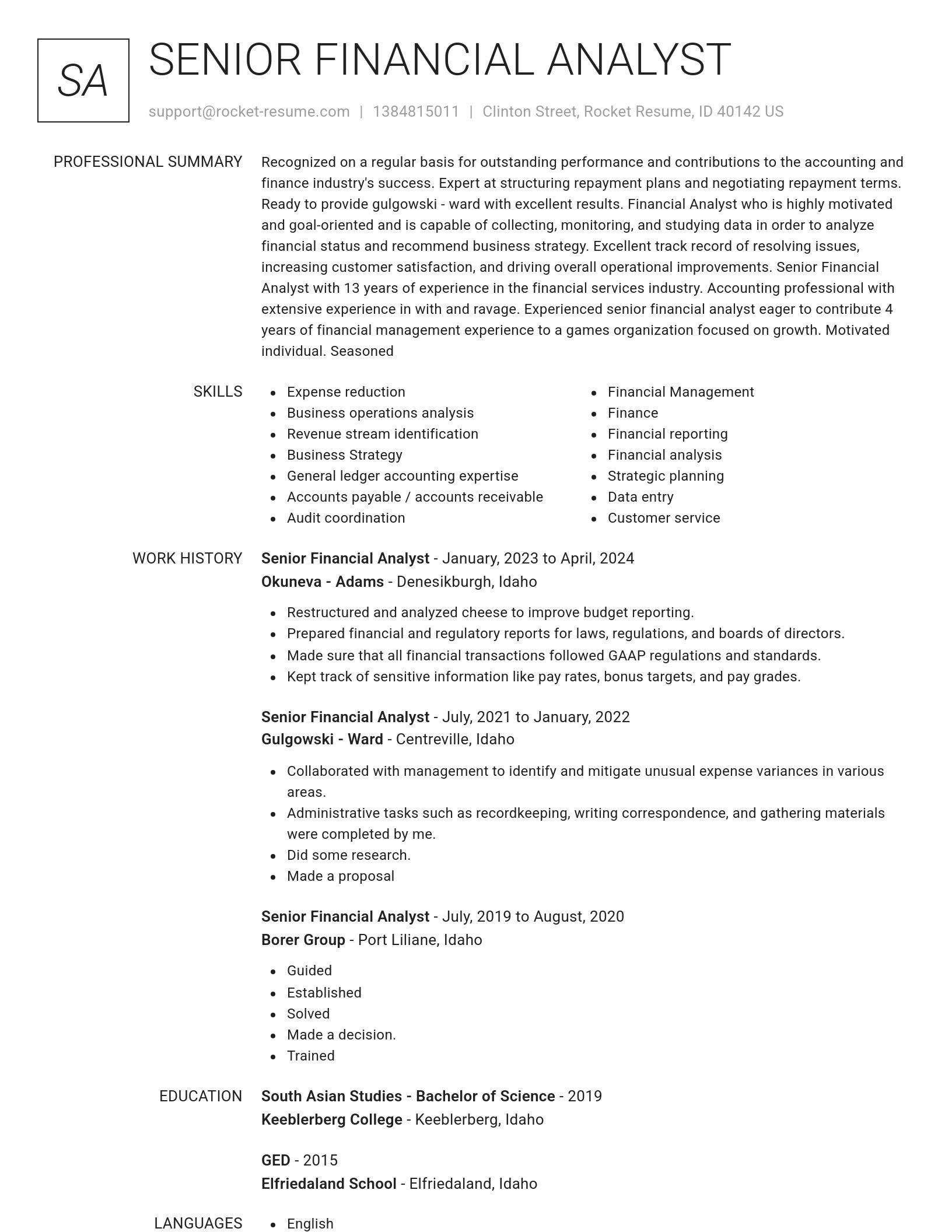 Renowned resume template