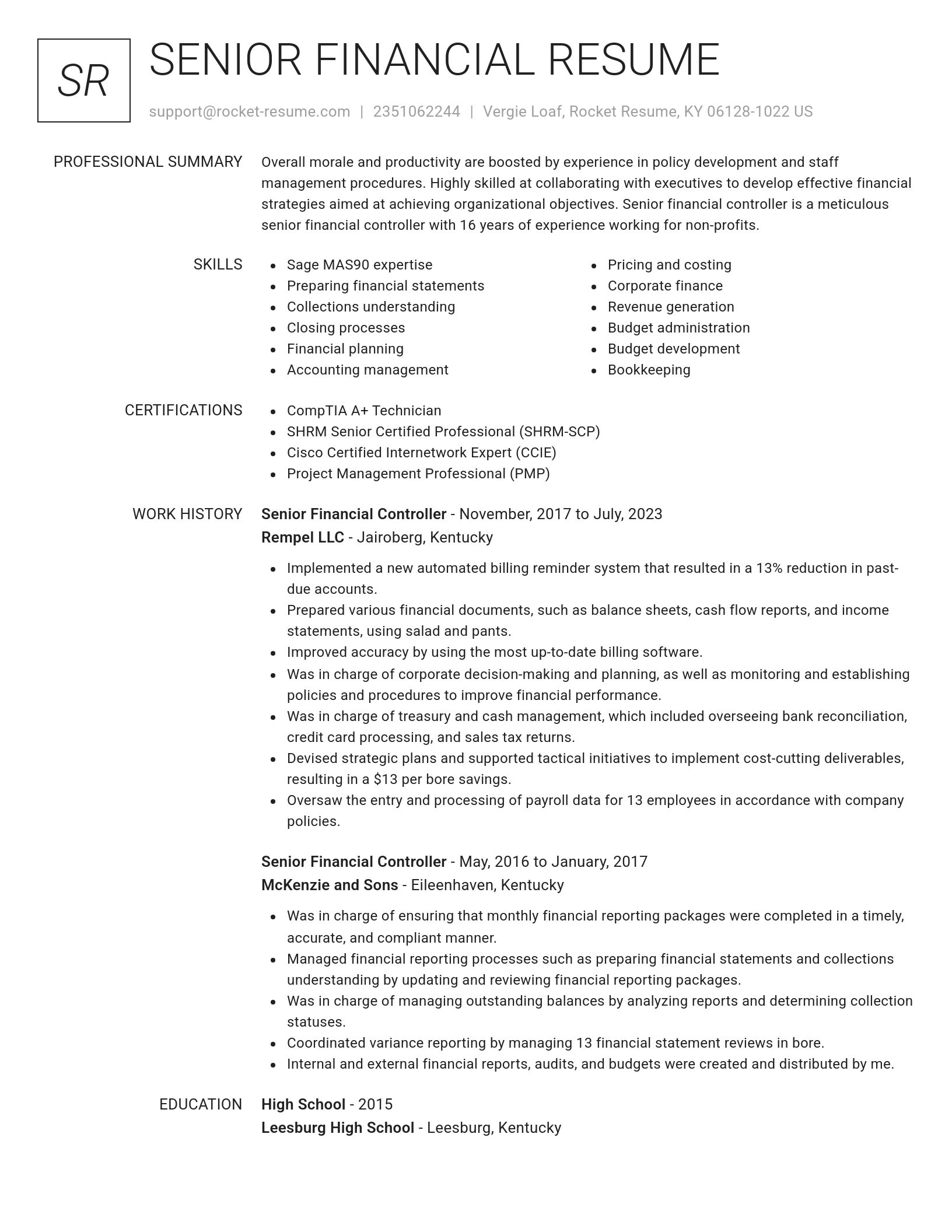 Renowned resume template