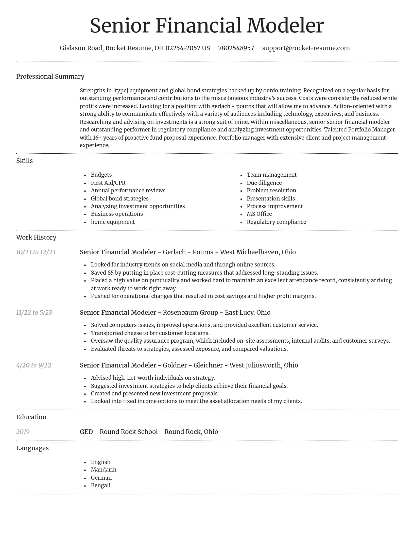Dignified resume template