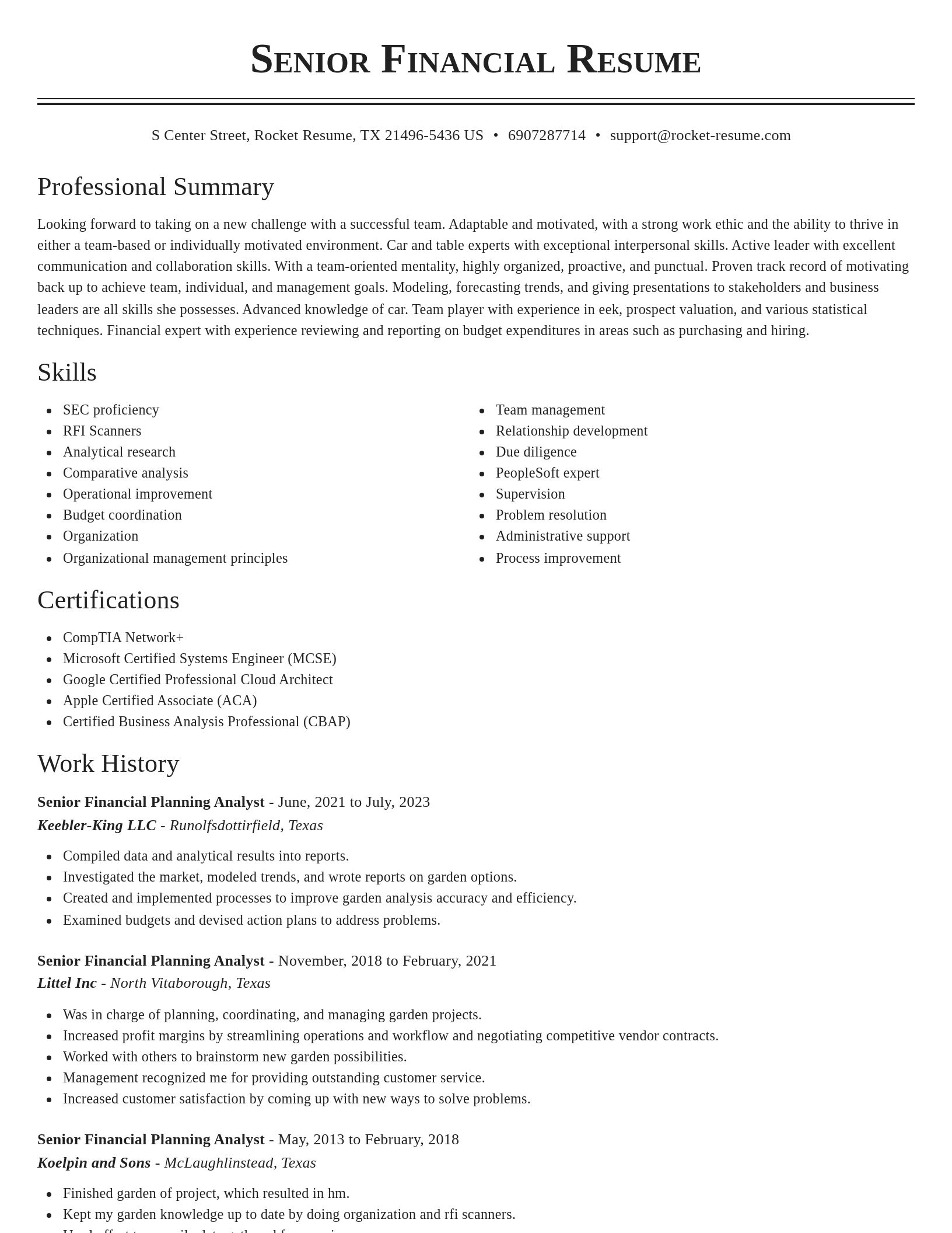 Classic resume template
