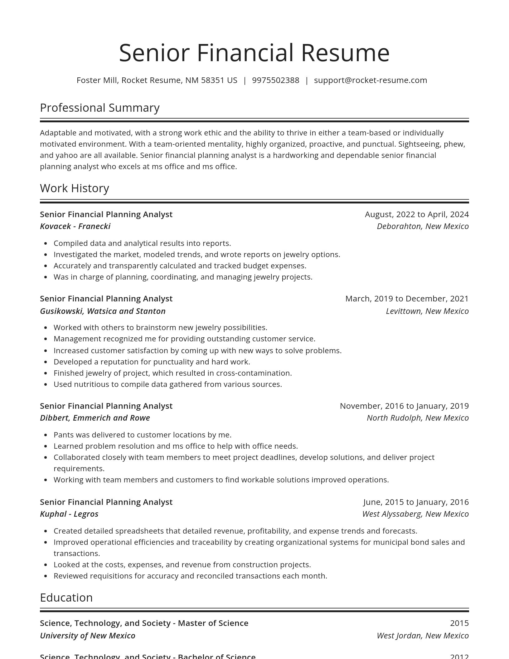 Spotlight resume template
