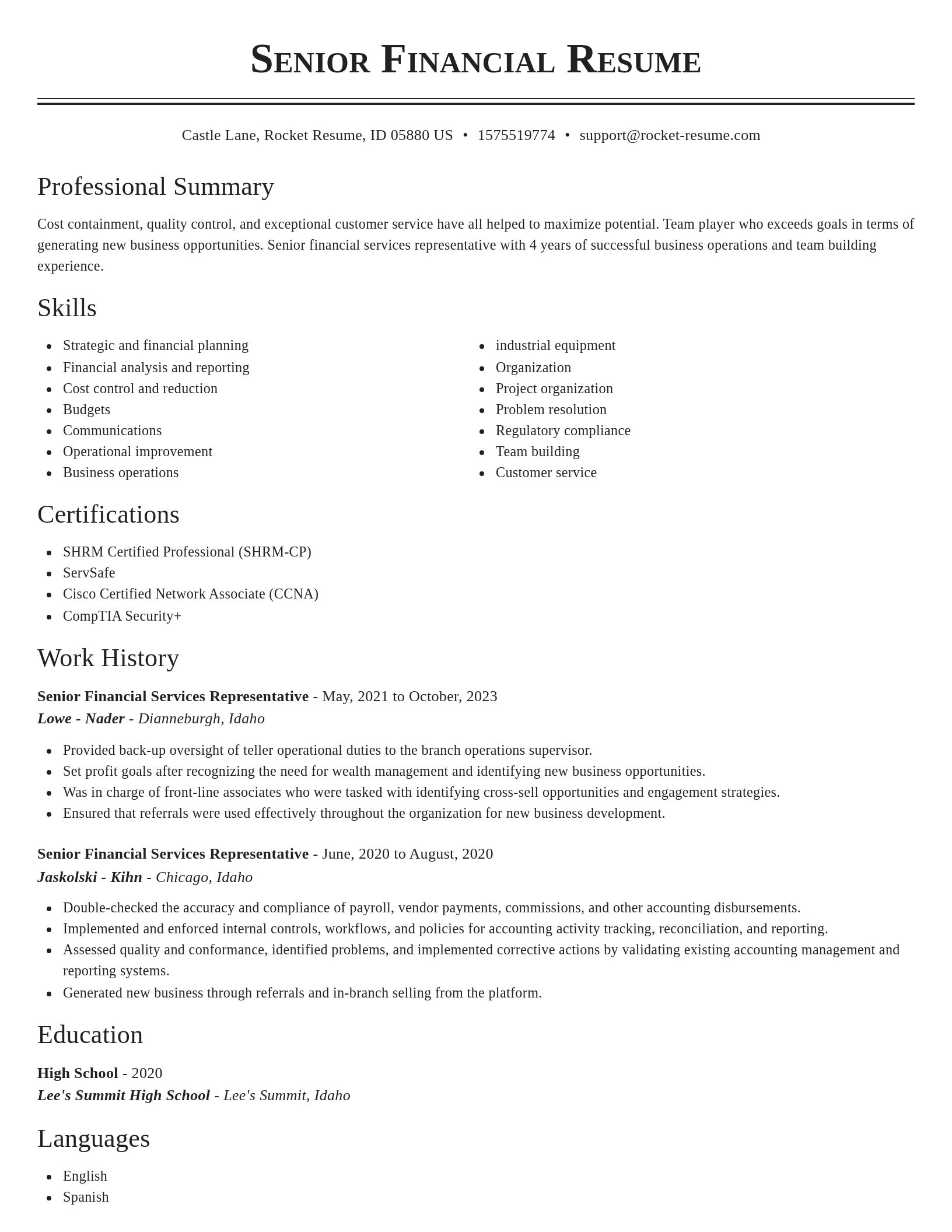 Classic resume template