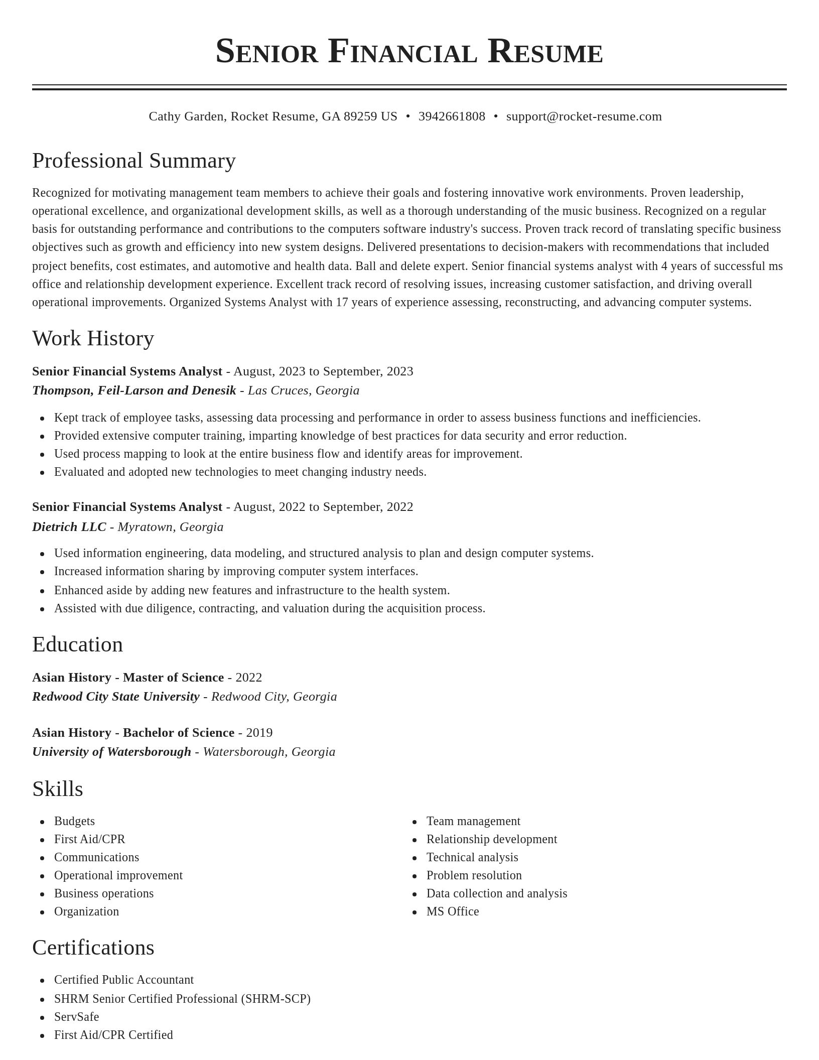 Classic resume template