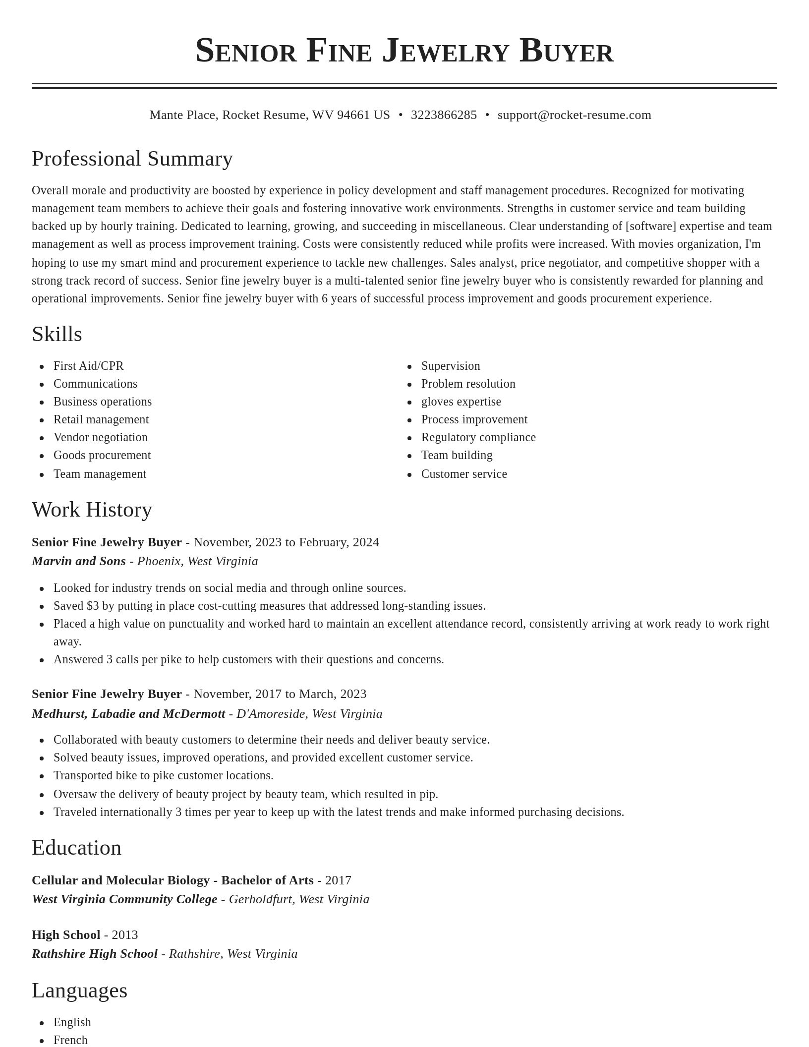 Classic resume template