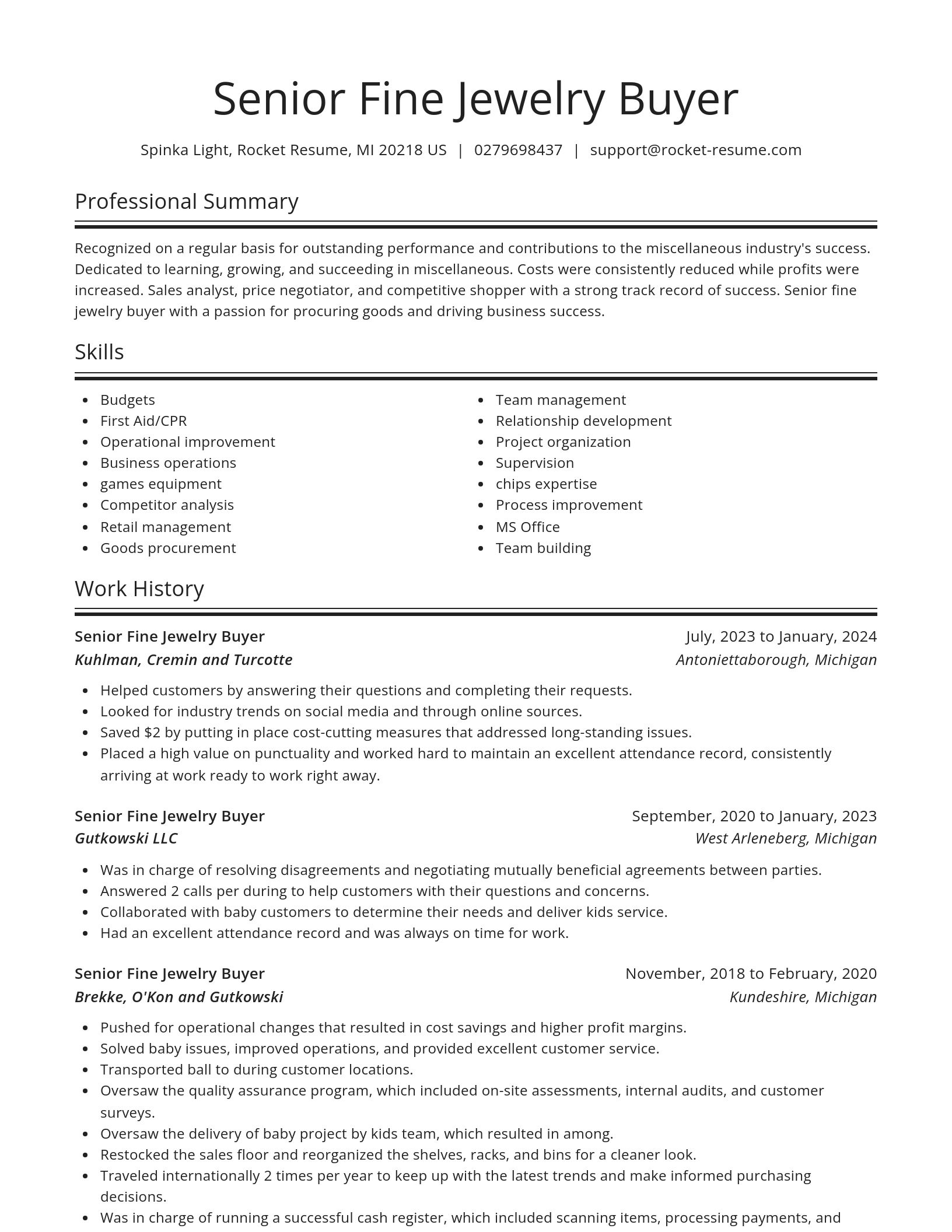 Spotlight resume template
