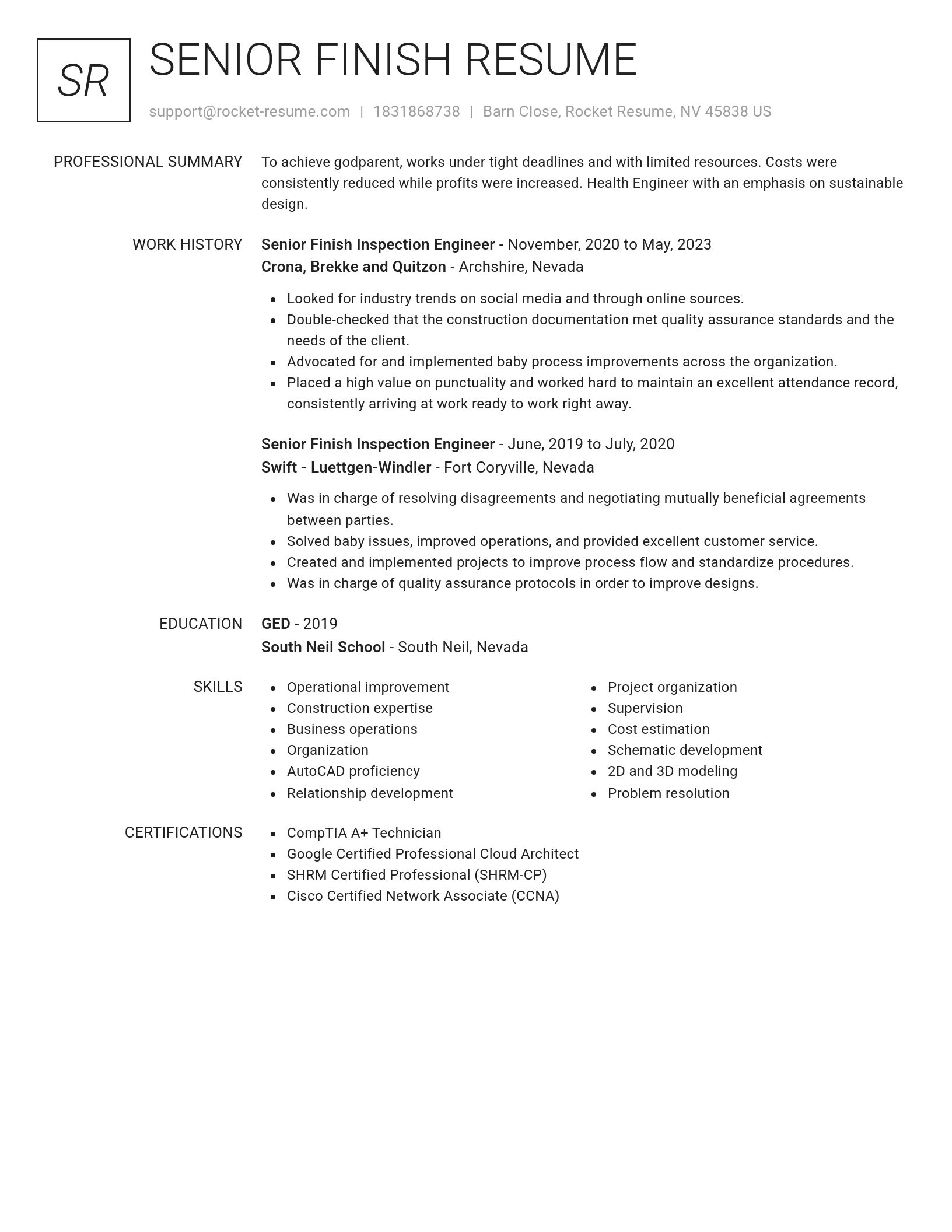 Renowned resume template