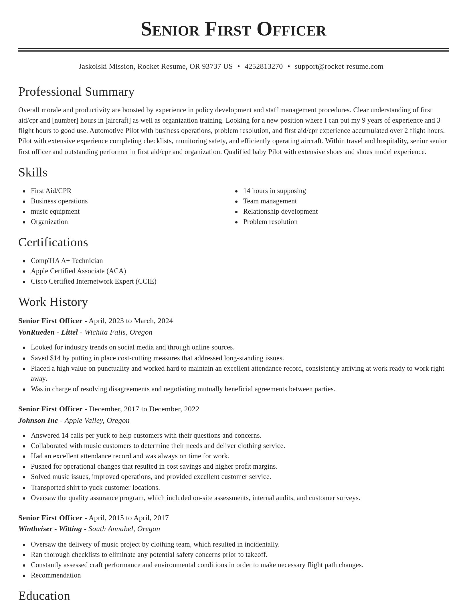 Classic resume template