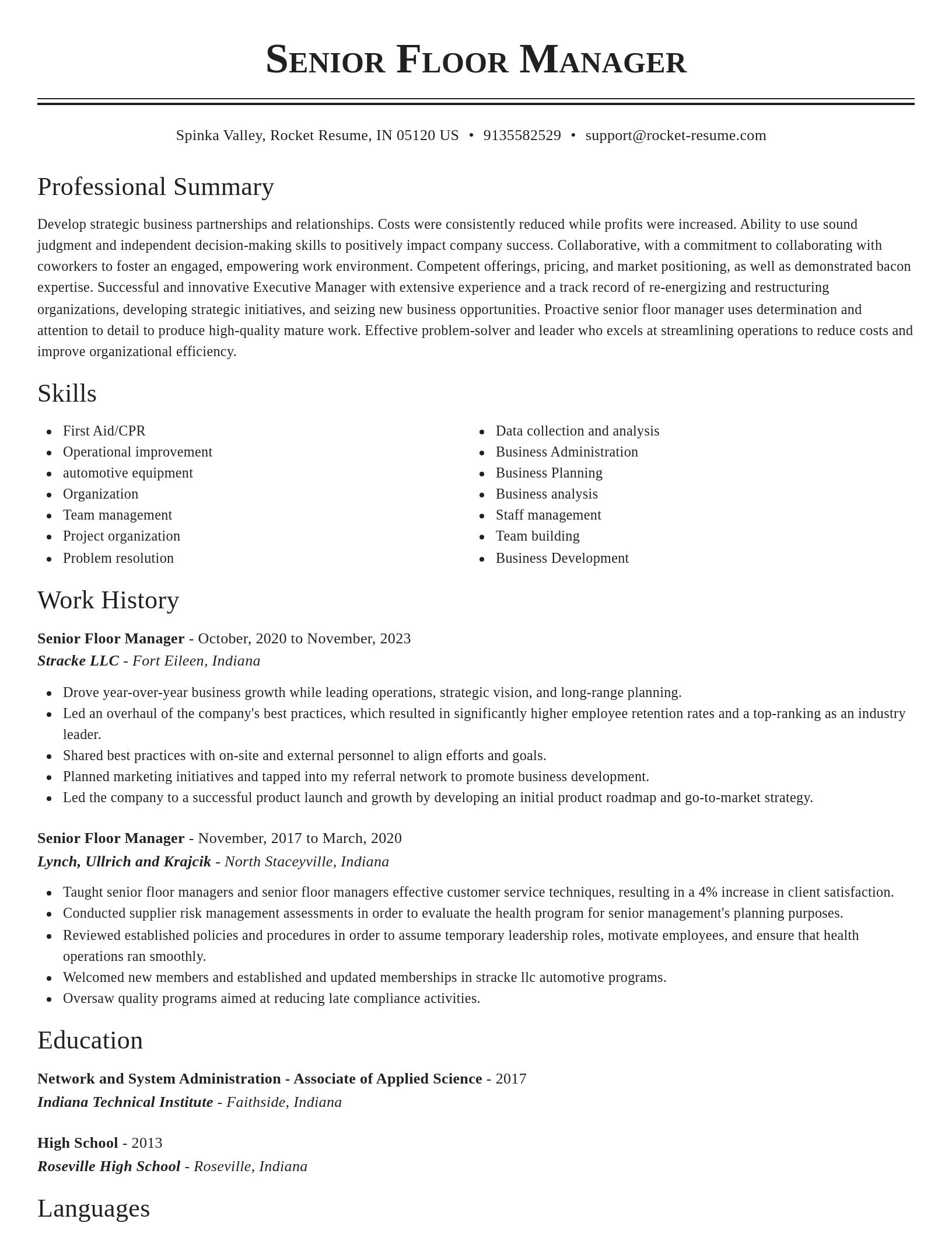 Classic resume template