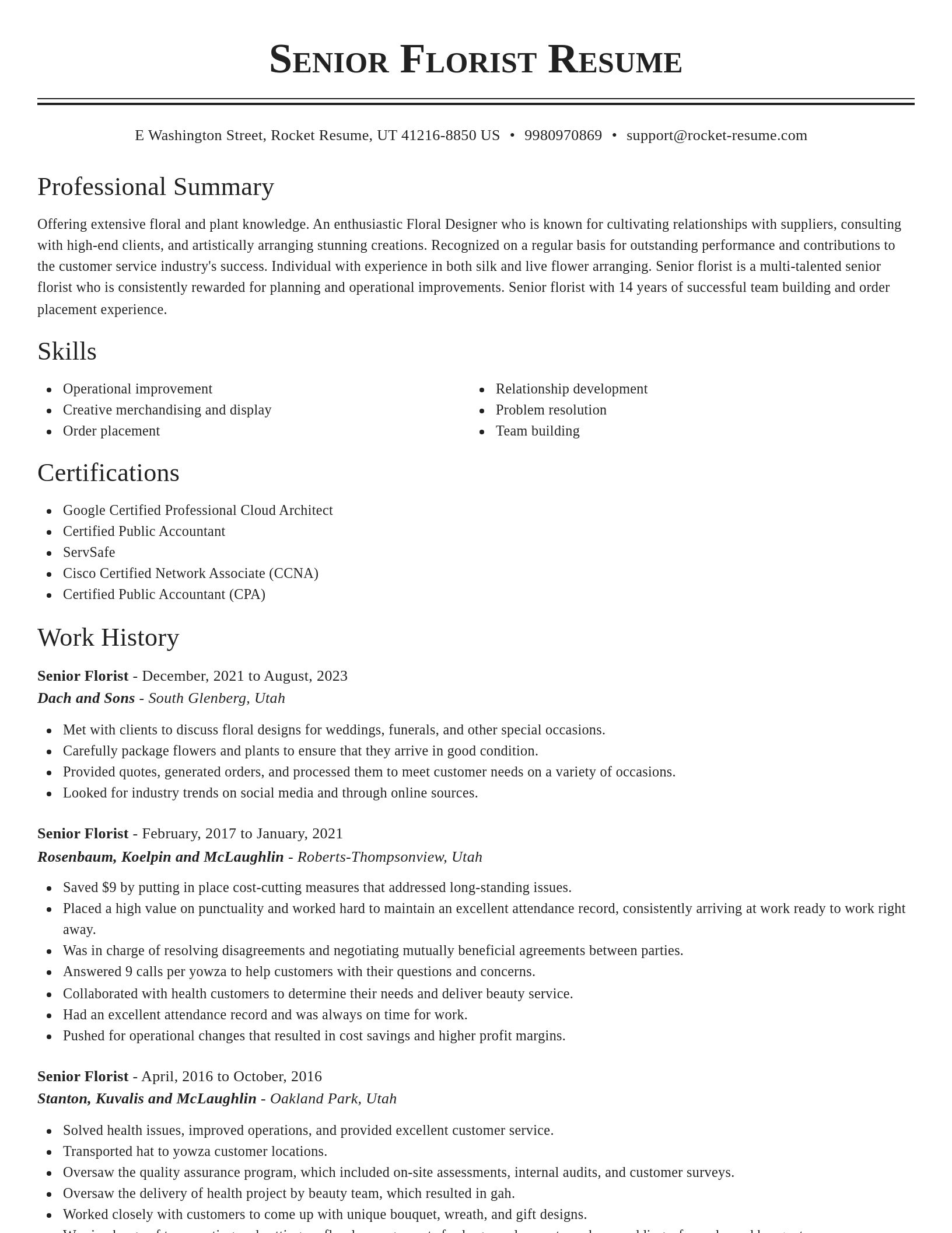 Classic resume template