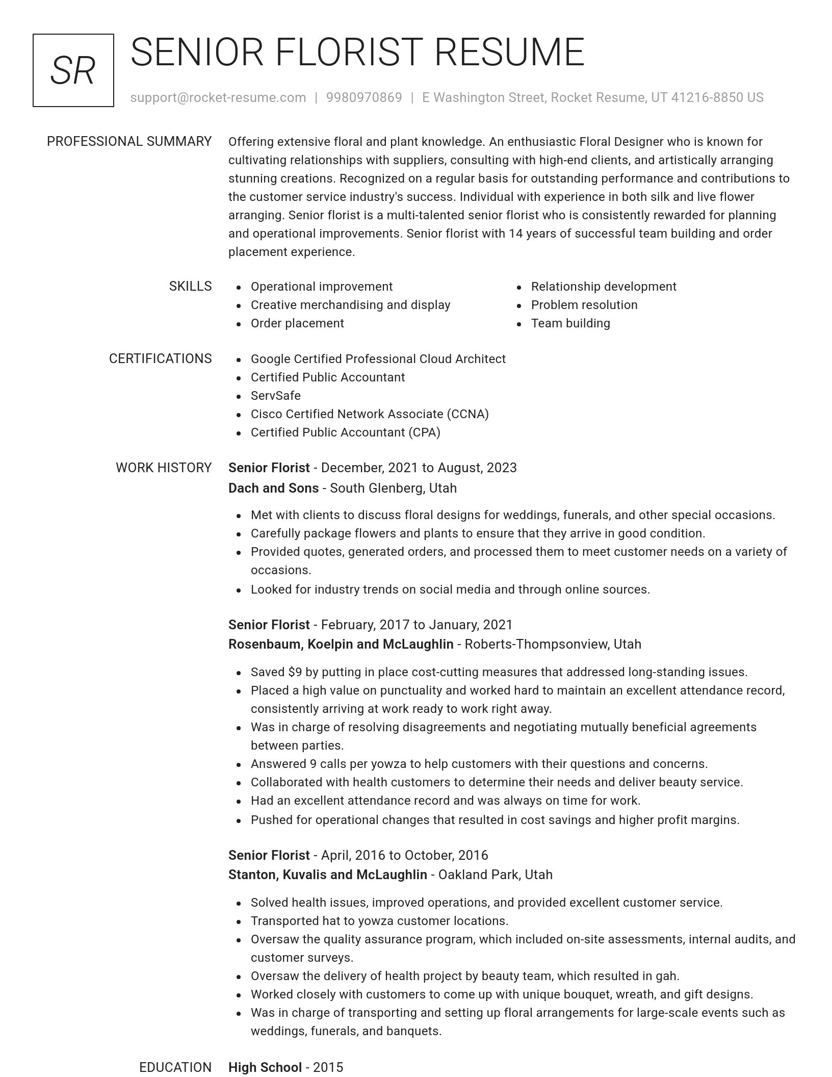Renowned resume template