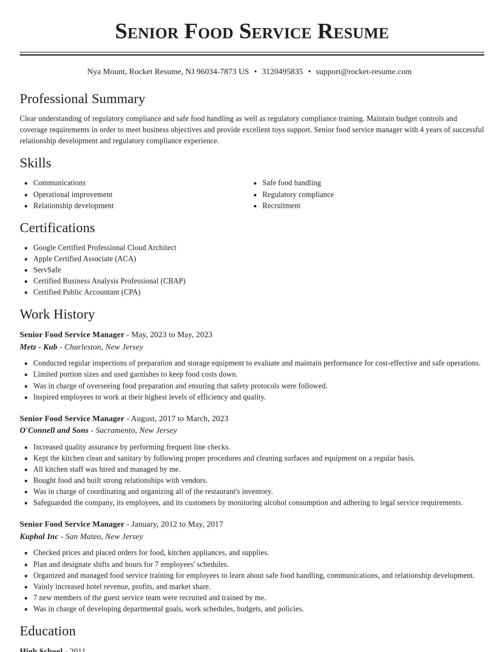Classic resume template