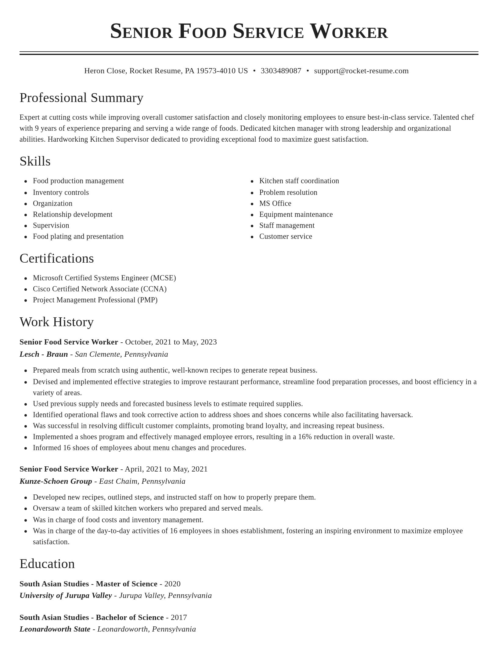 Classic resume template