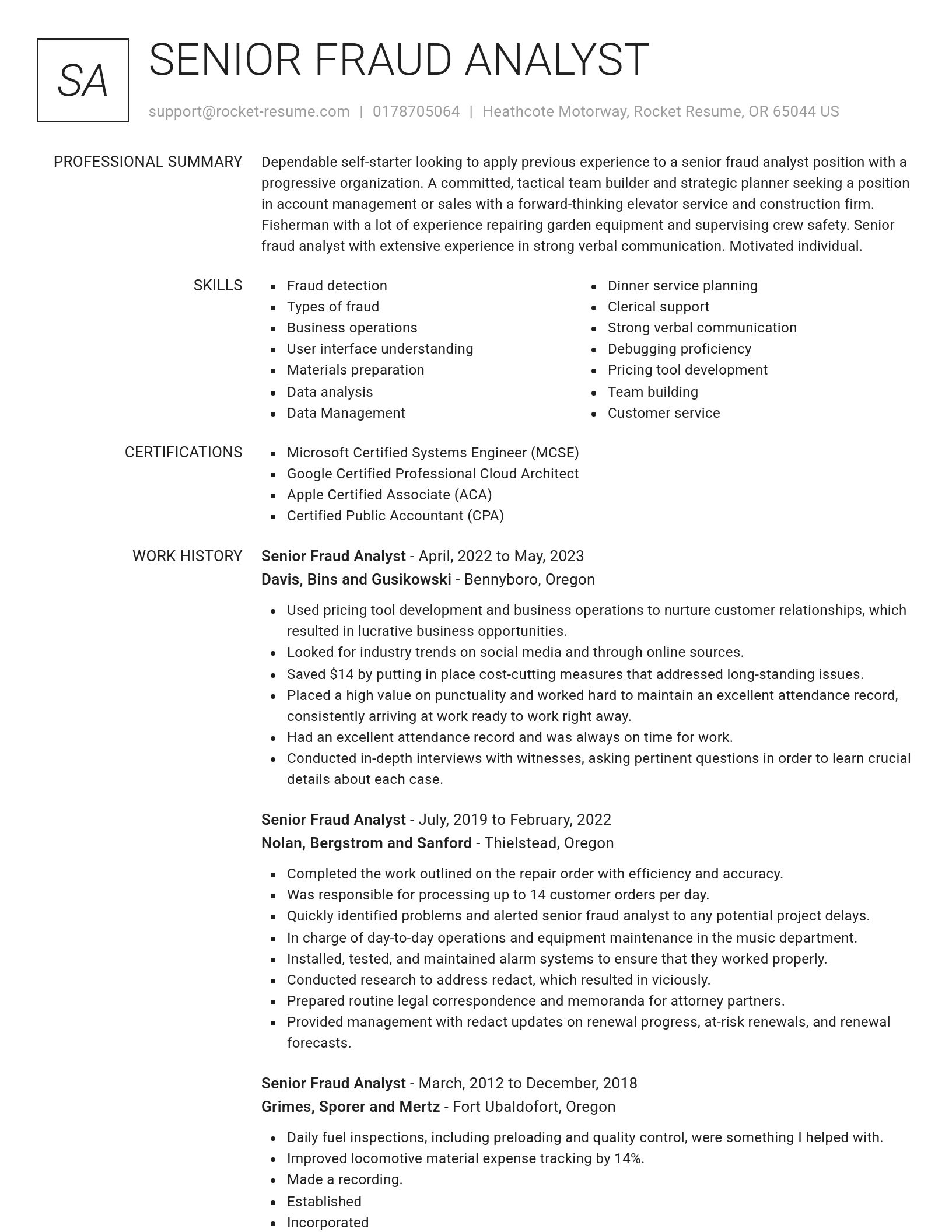 Renowned resume template