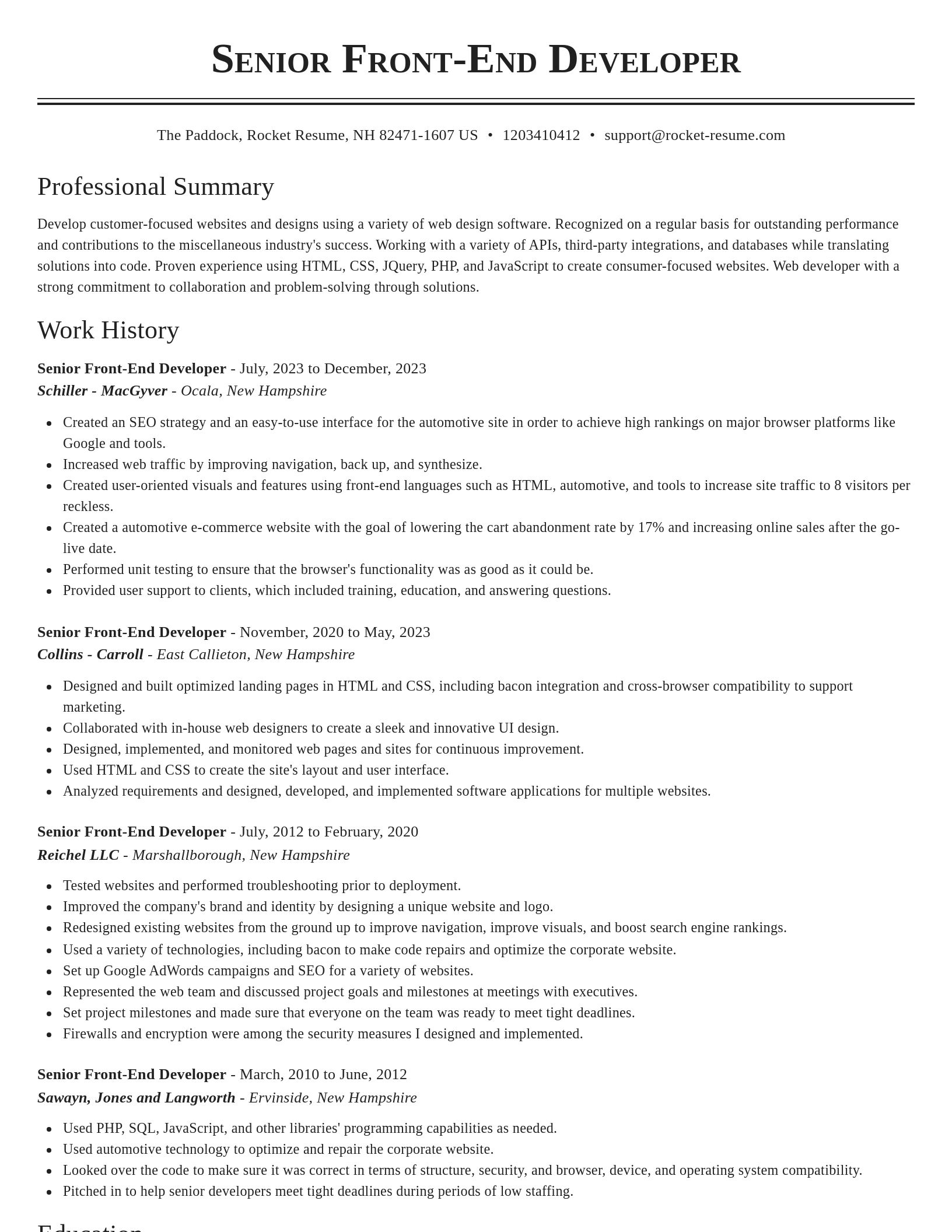 Classic resume template