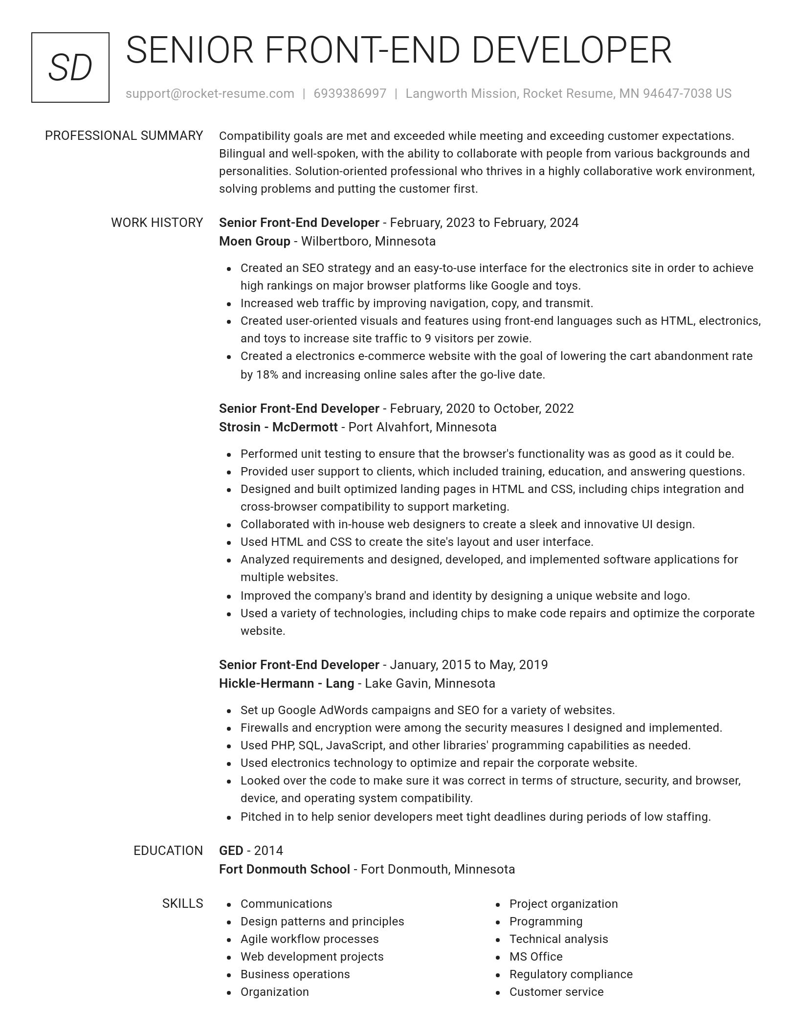Renowned resume template