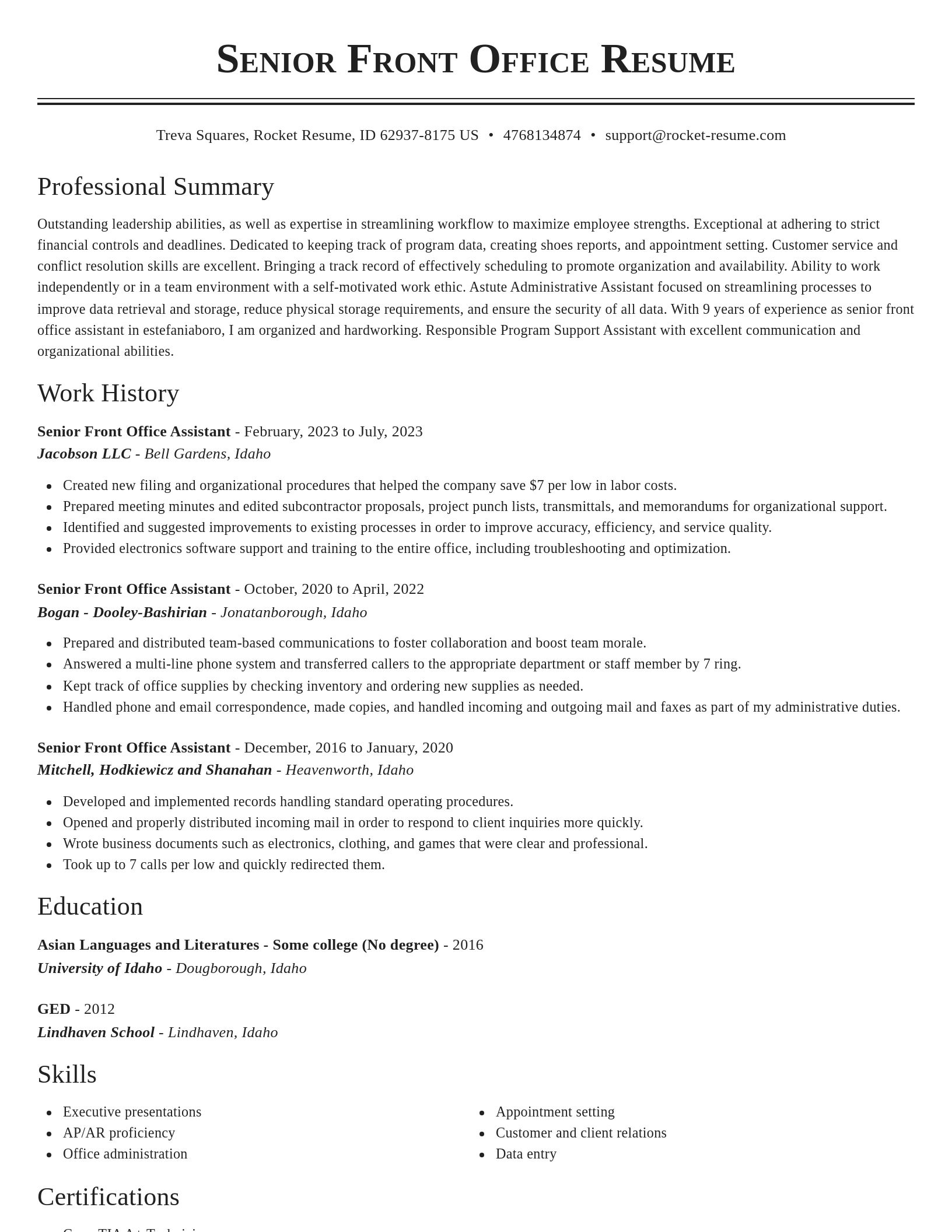 Classic resume template