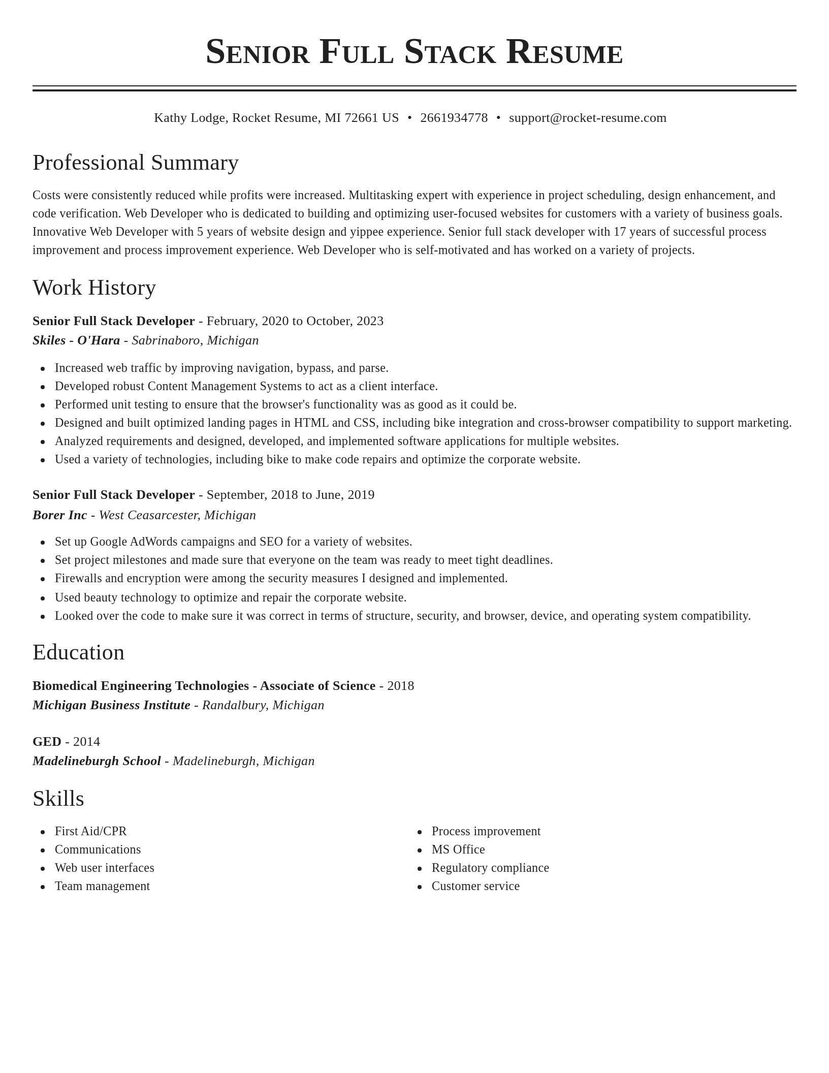 Classic resume template