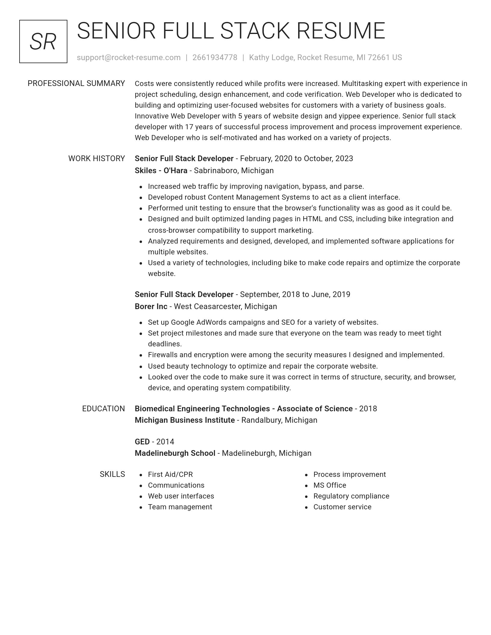 Renowned resume template