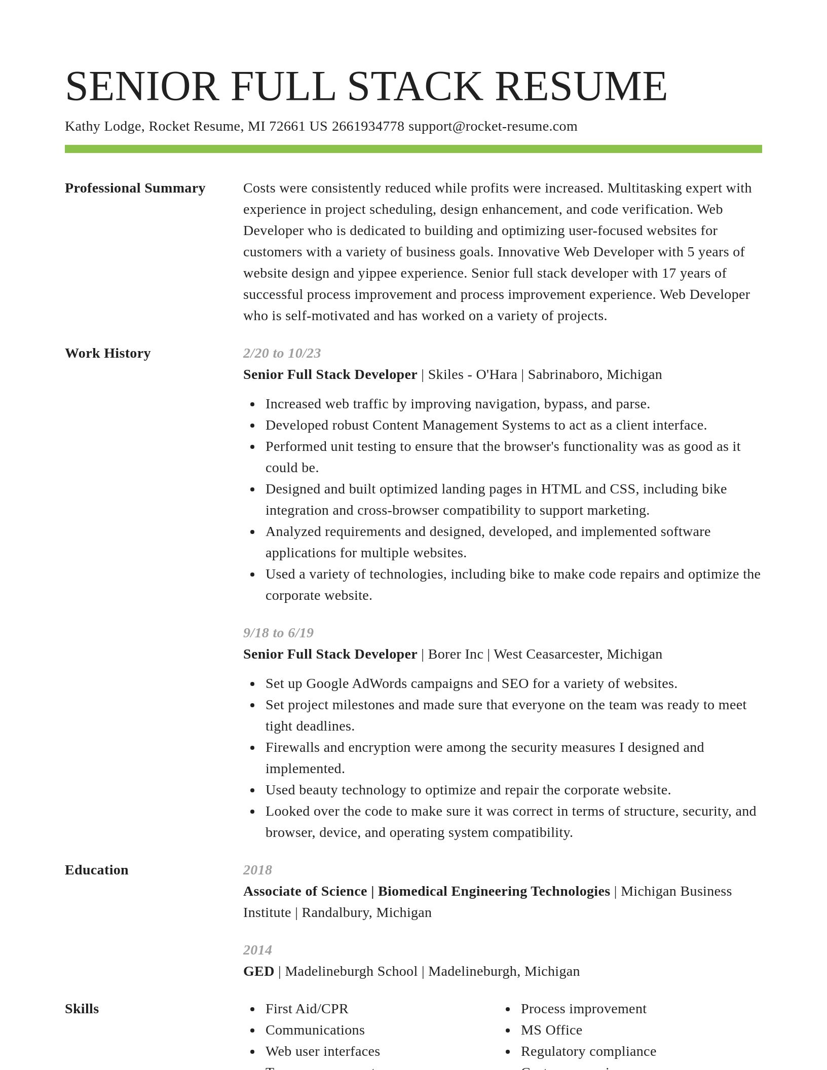 Smart resume template