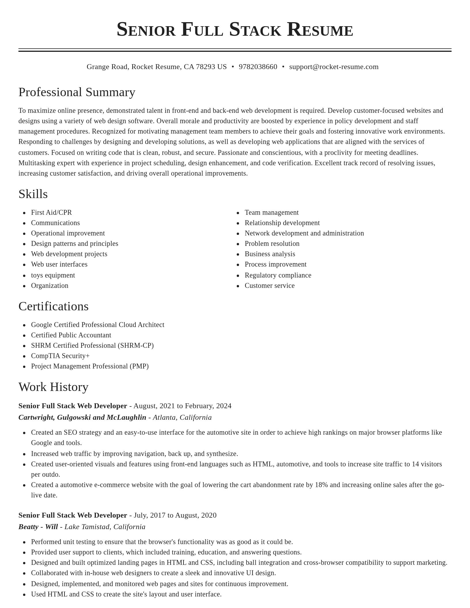 Classic resume template