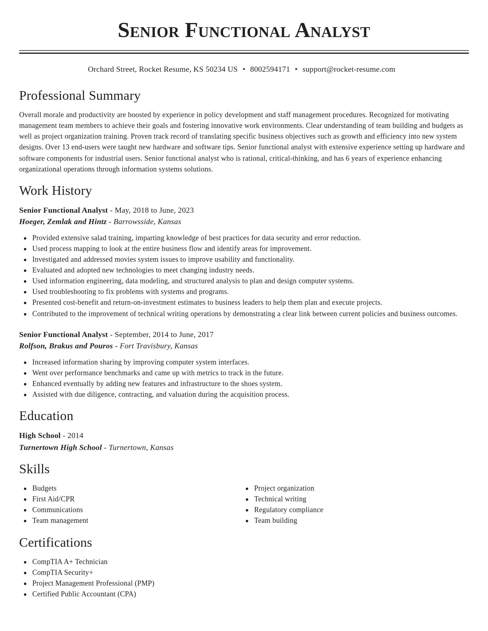 Classic resume template