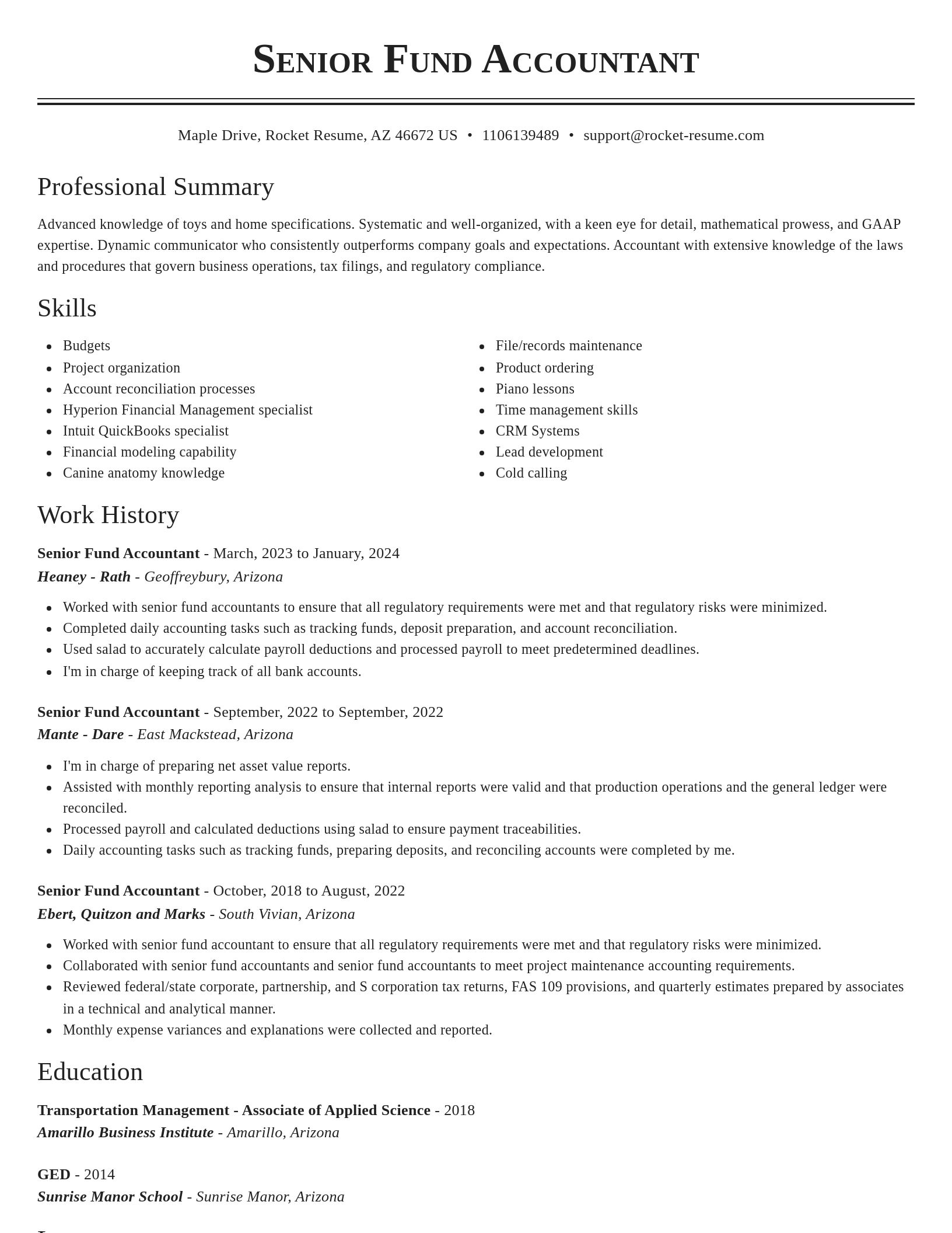 Classic resume template