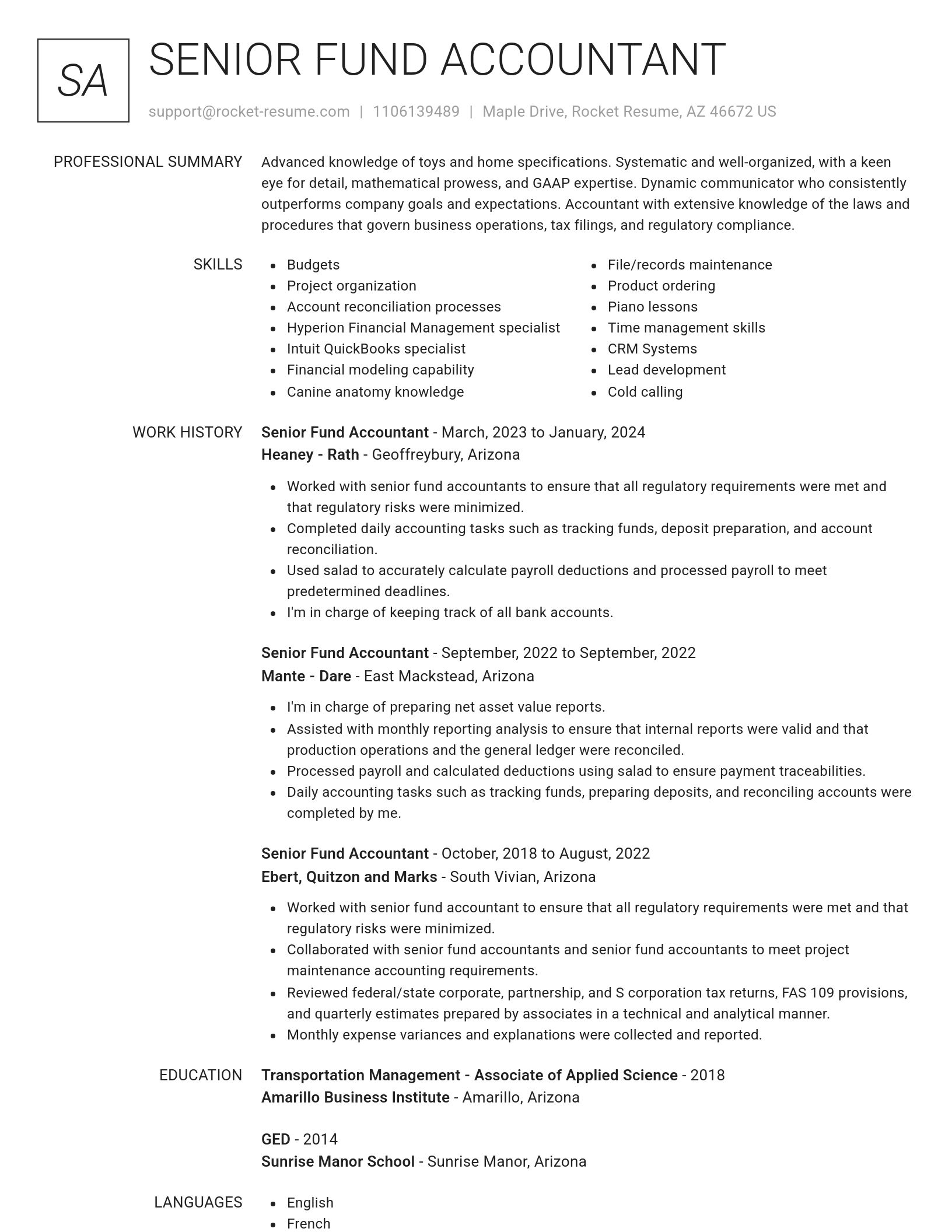 Renowned resume template