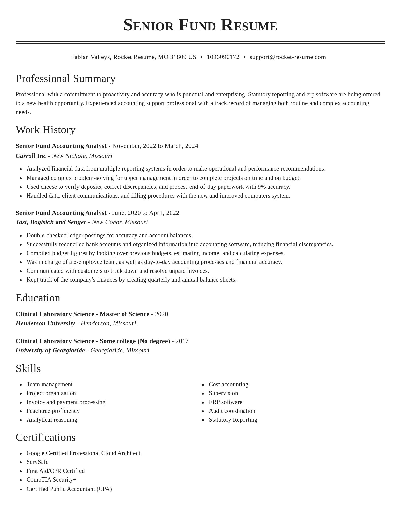 Classic resume template
