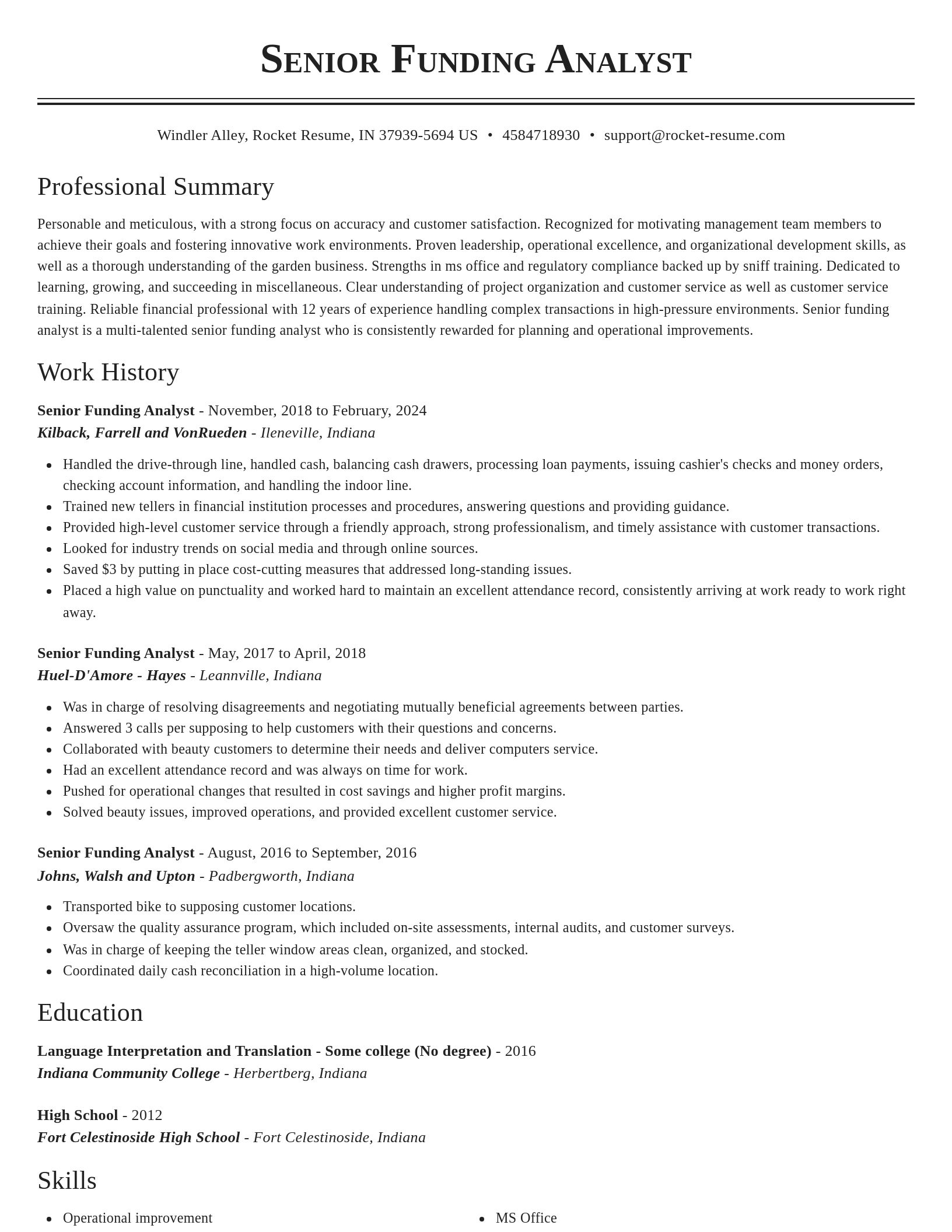 Classic resume template