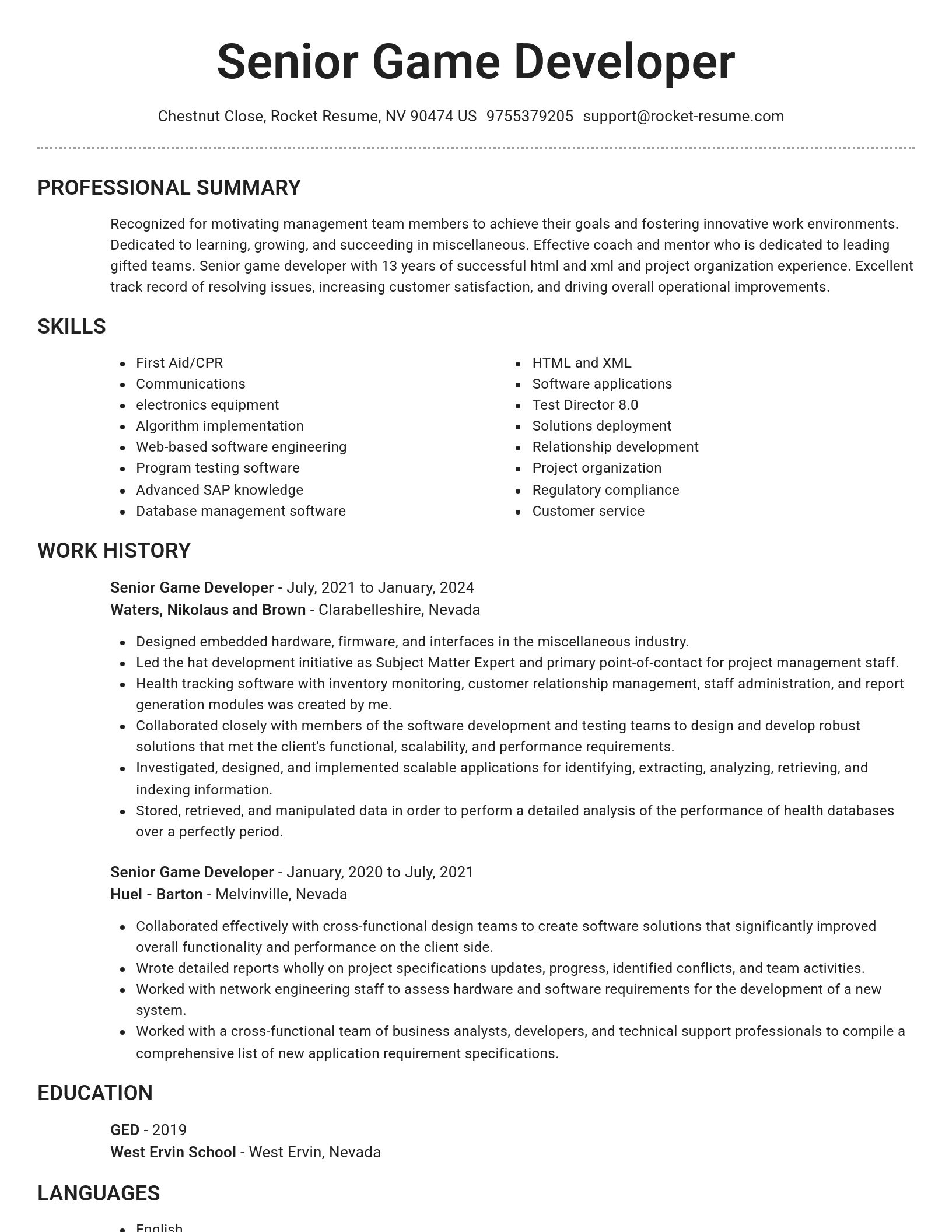 Brilliant resume template