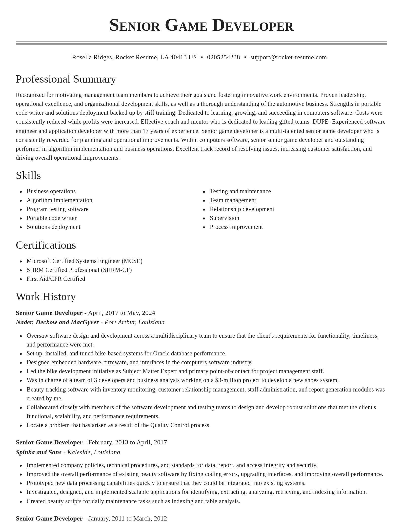 Classic resume template