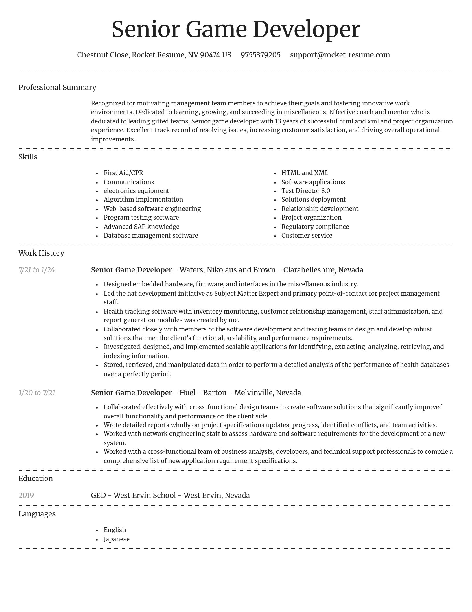 Dignified resume template
