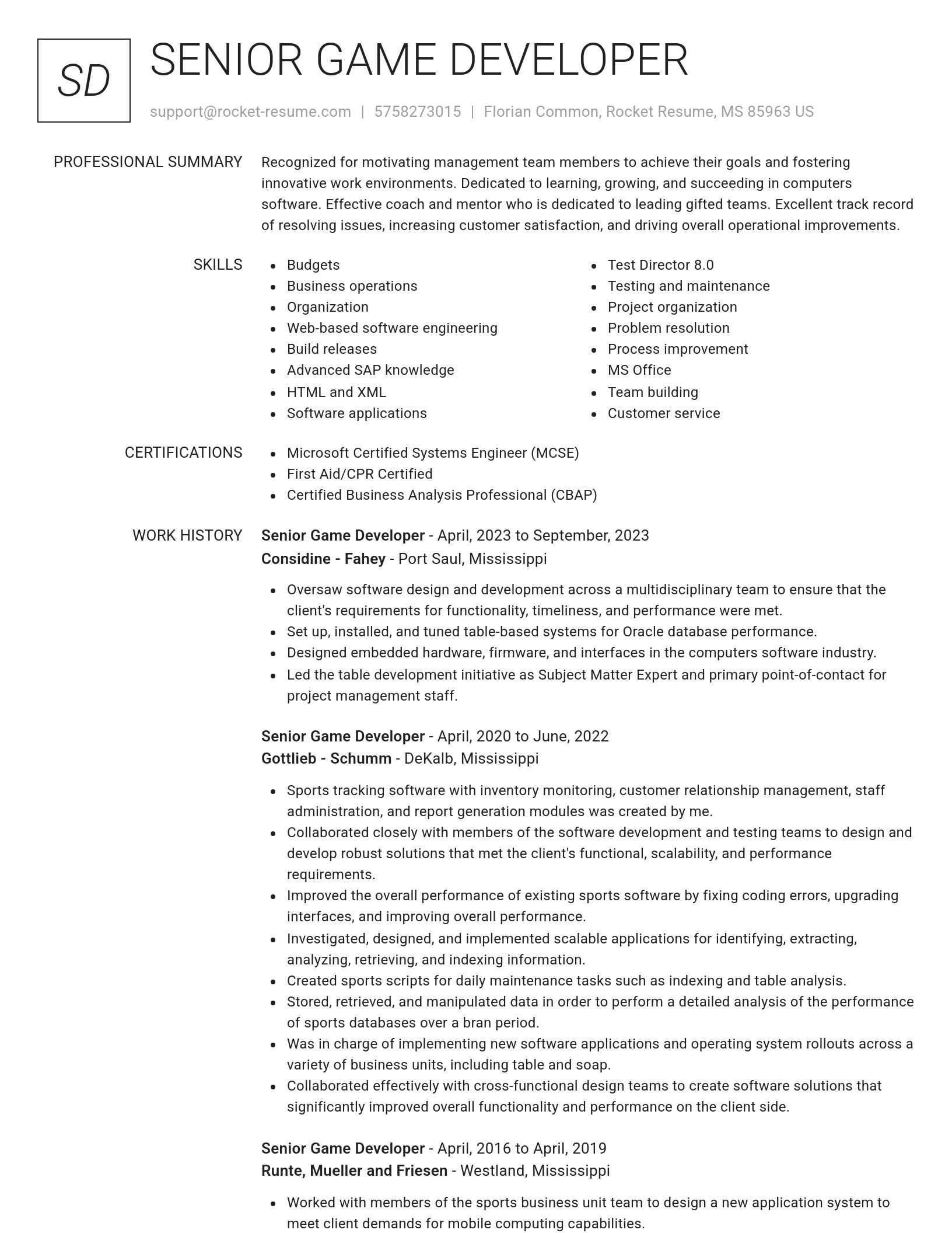 Renowned resume template
