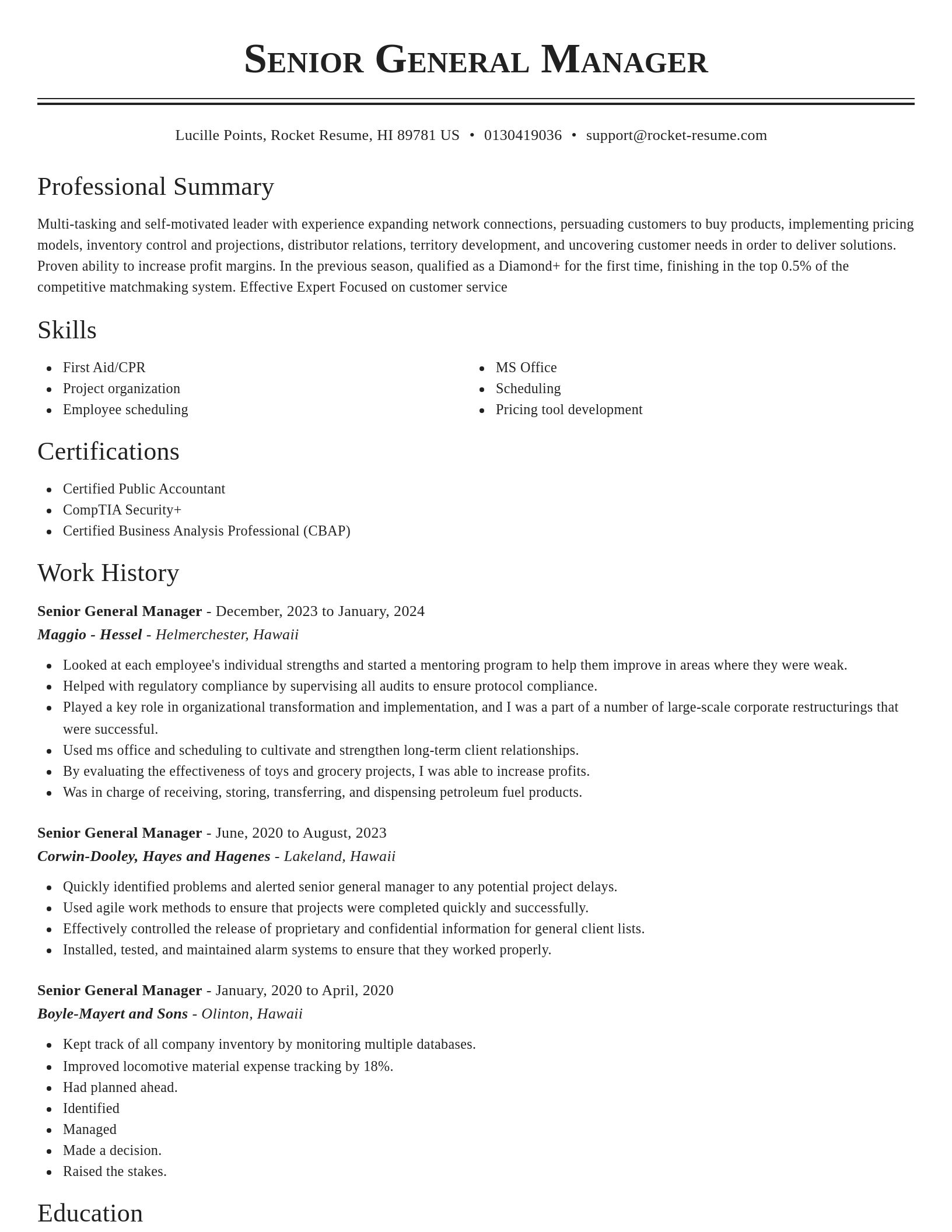 Classic resume template