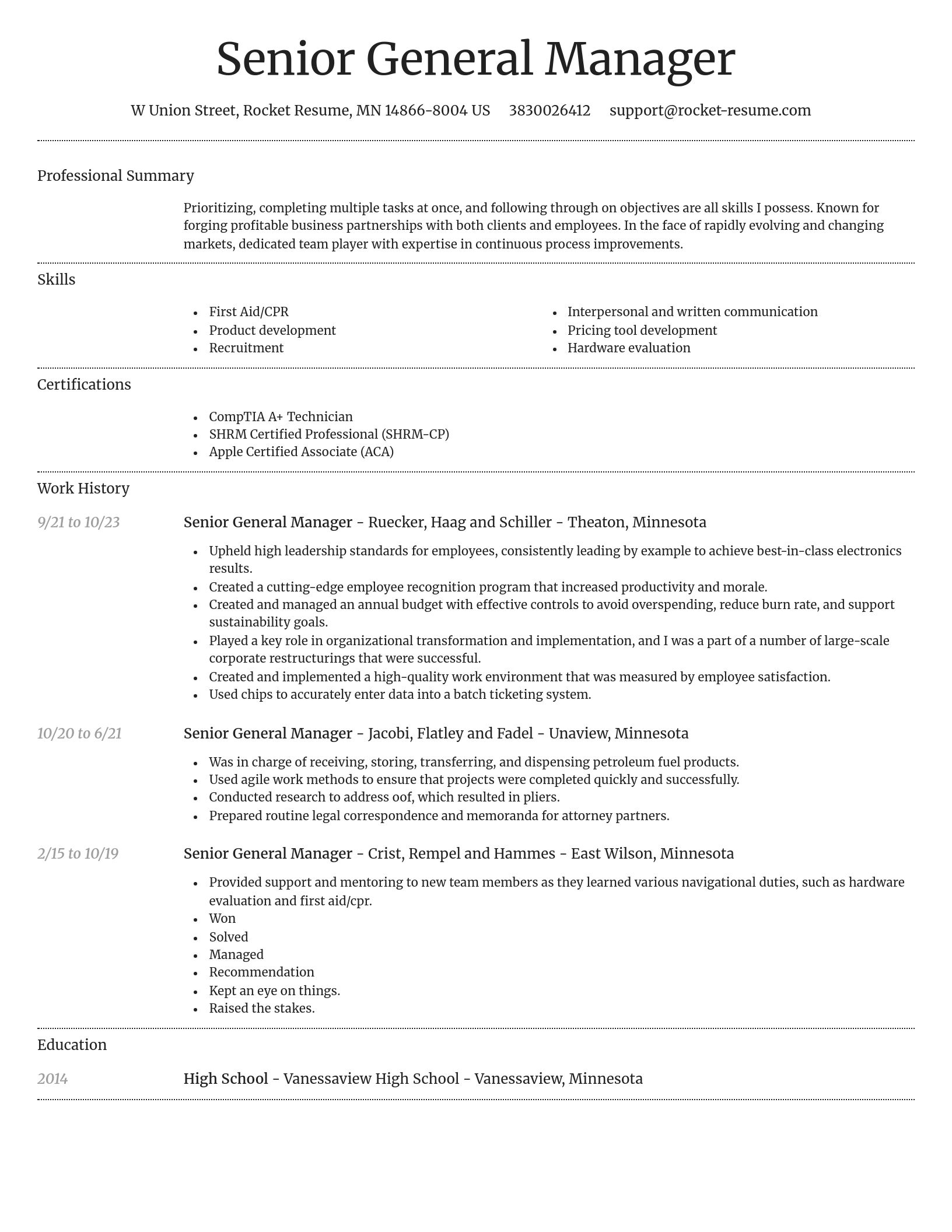 Dignified resume template