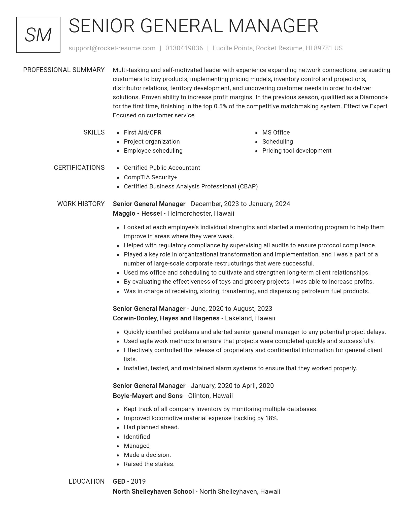 Renowned resume template