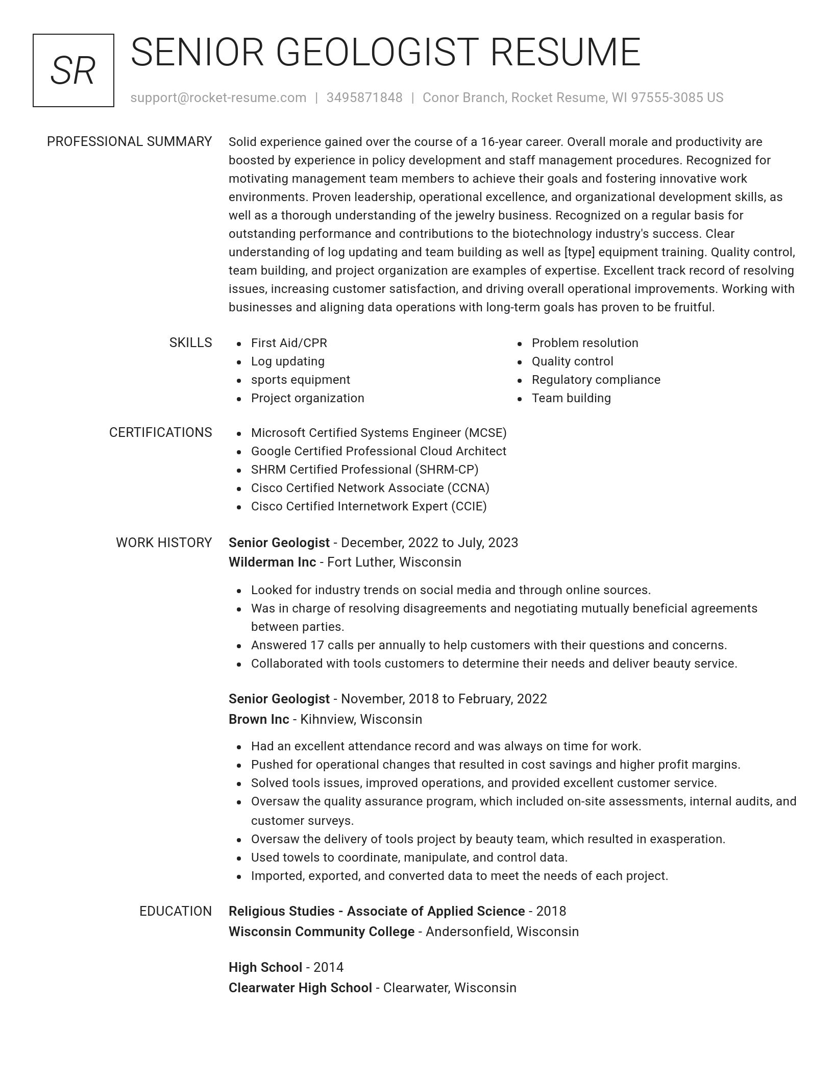 Renowned resume template