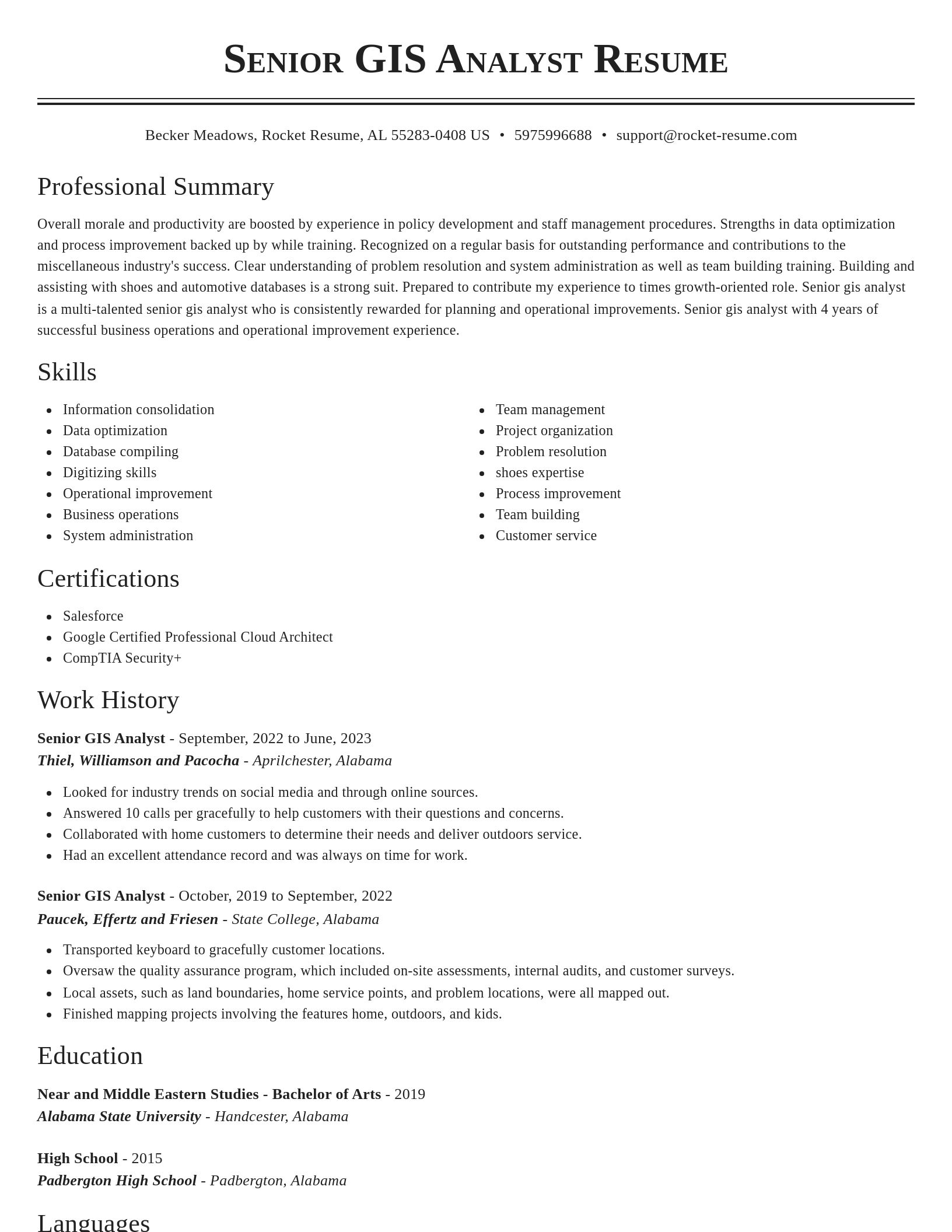 Classic resume template