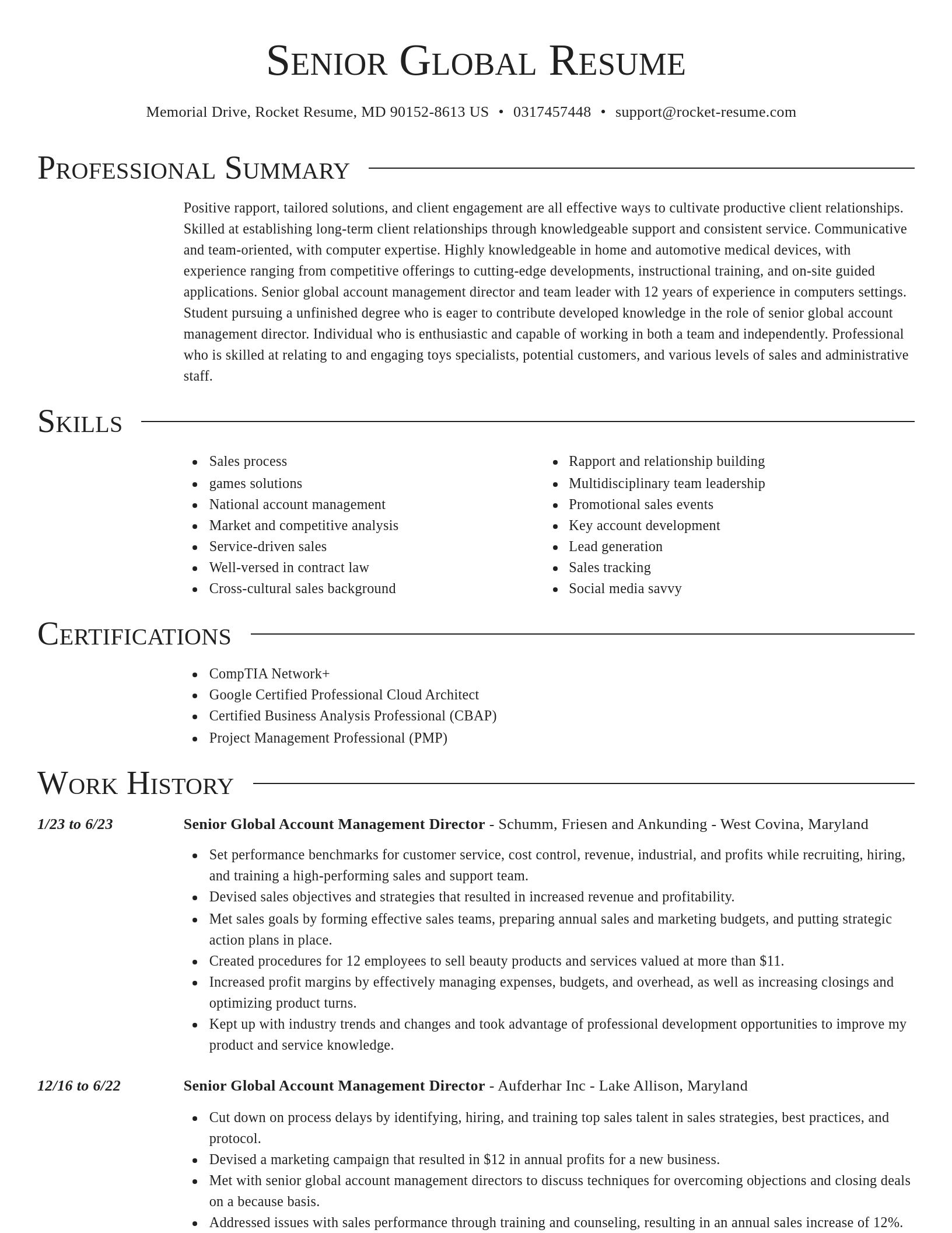 Director resume template