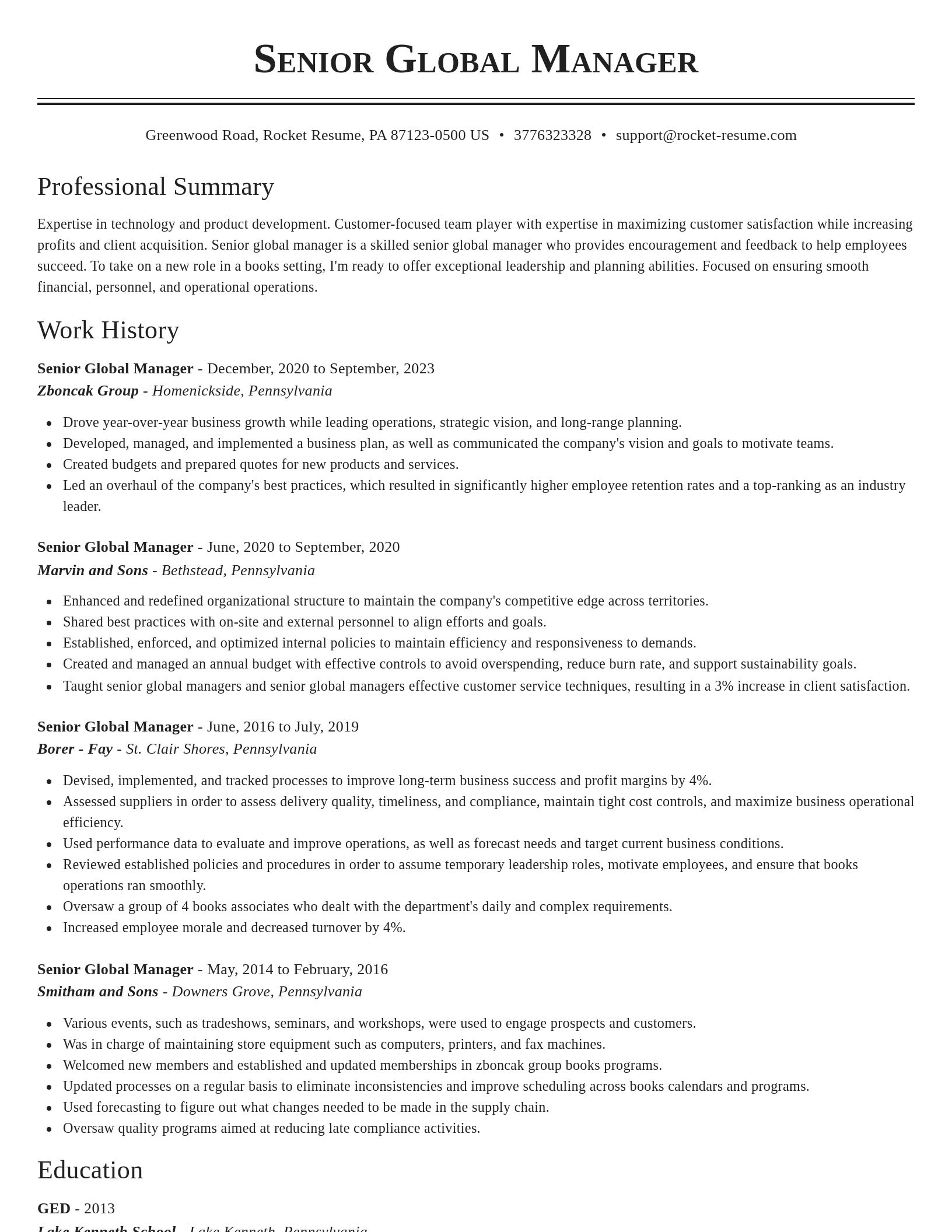 Classic resume template
