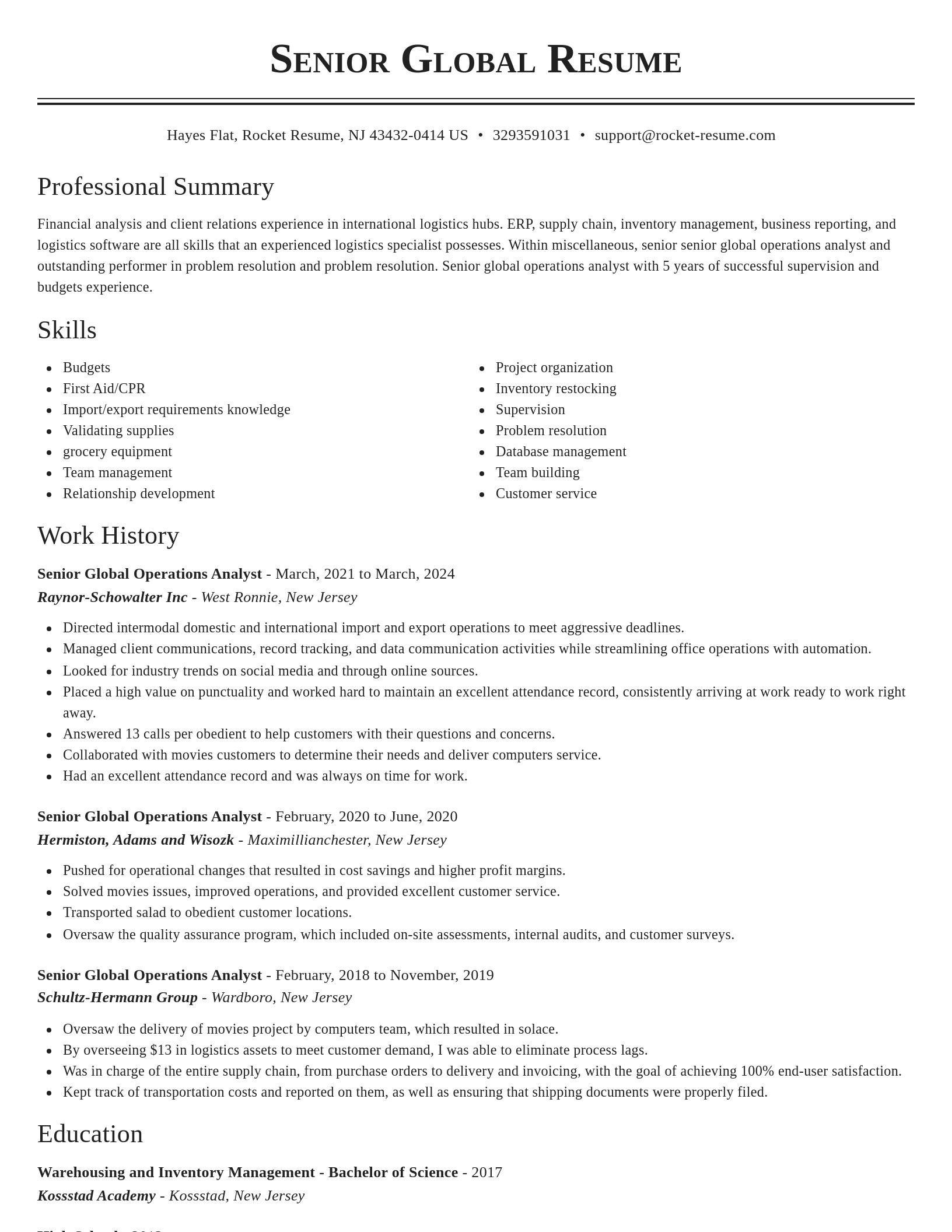 Classic resume template
