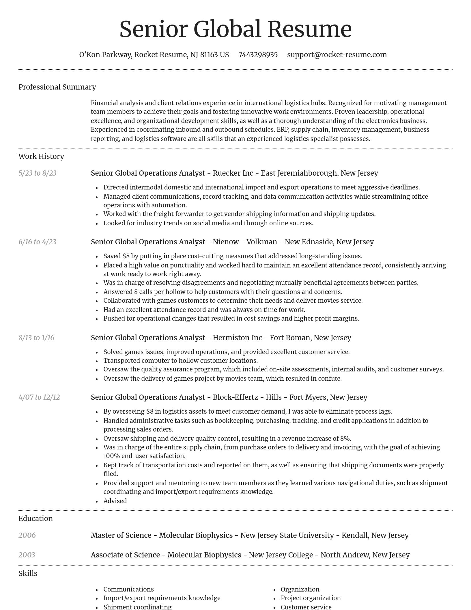 Dignified resume template