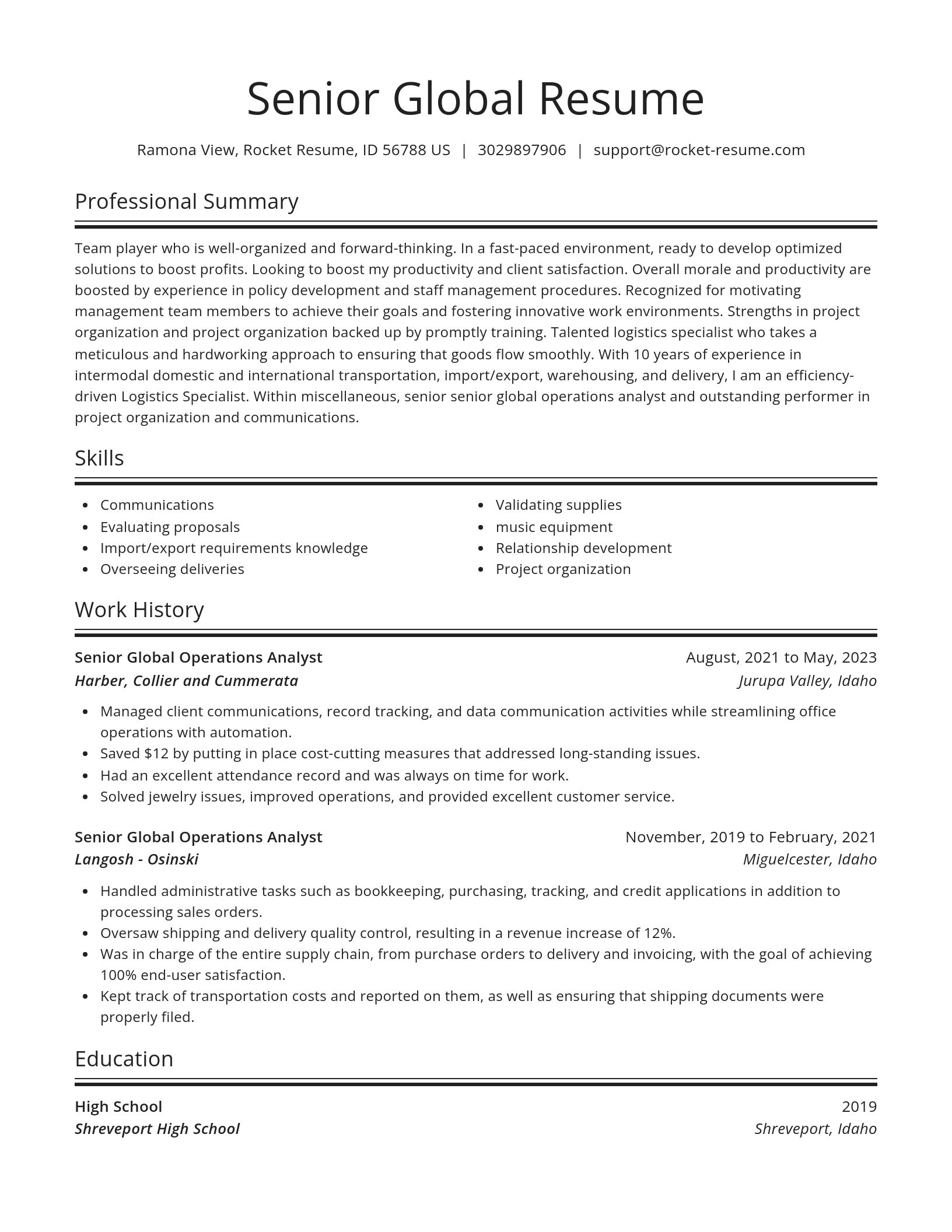 Spotlight resume template