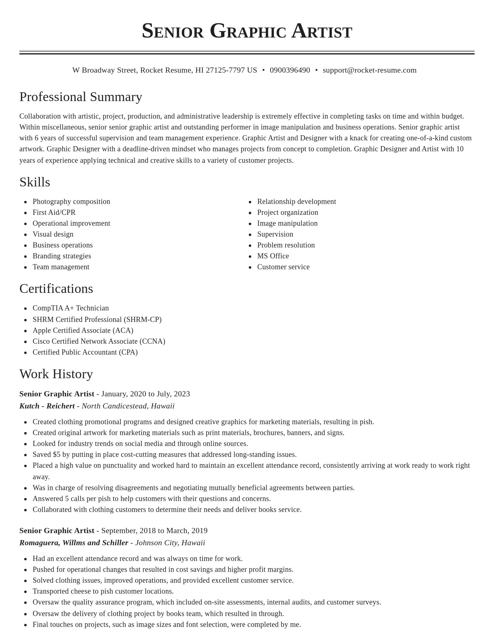 Classic resume template