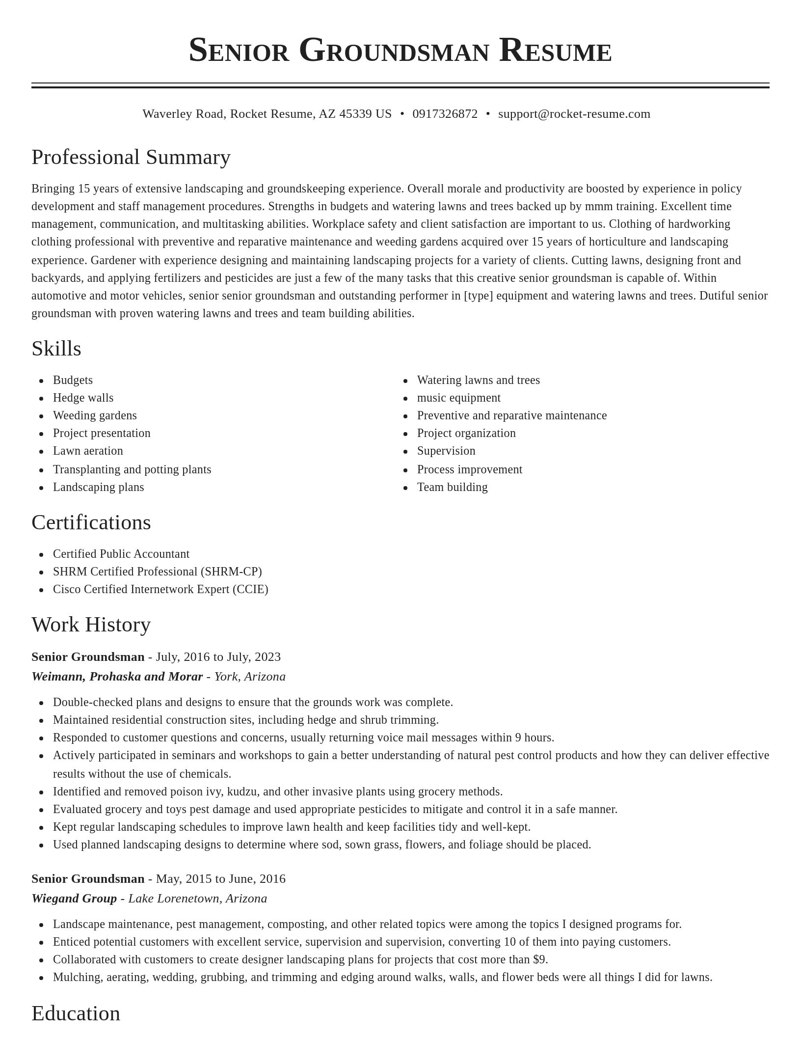 Classic resume template
