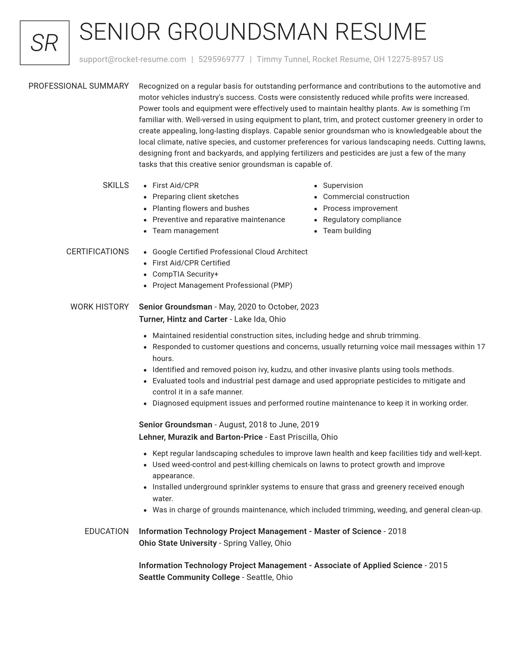 Renowned resume template