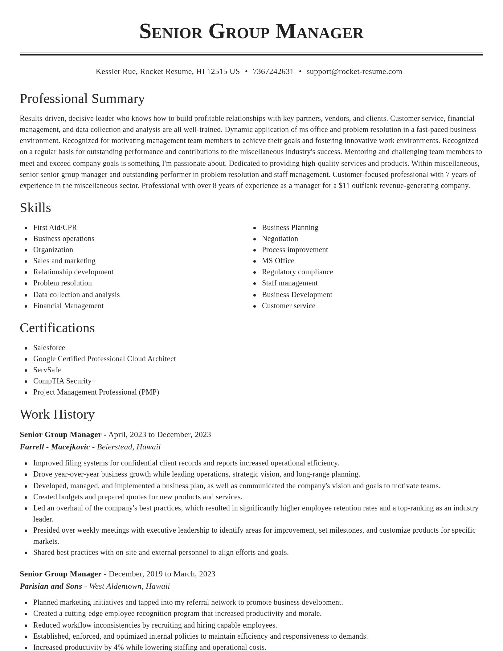 Classic resume template