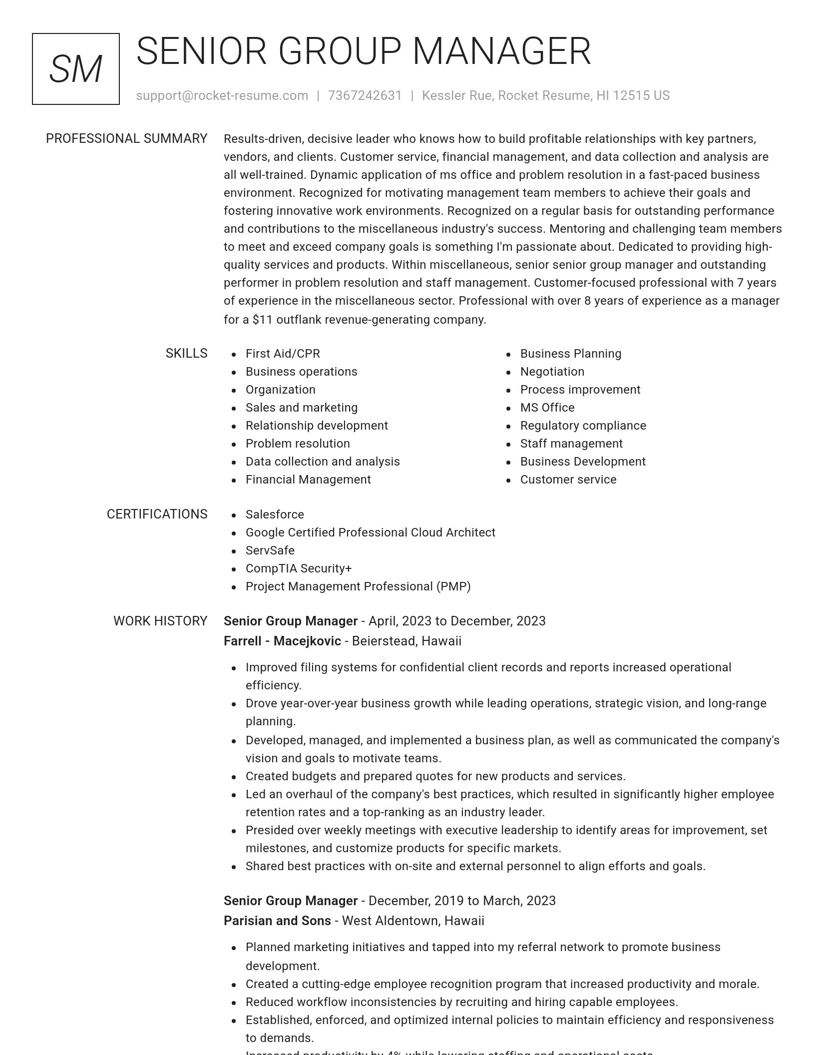 Renowned resume template